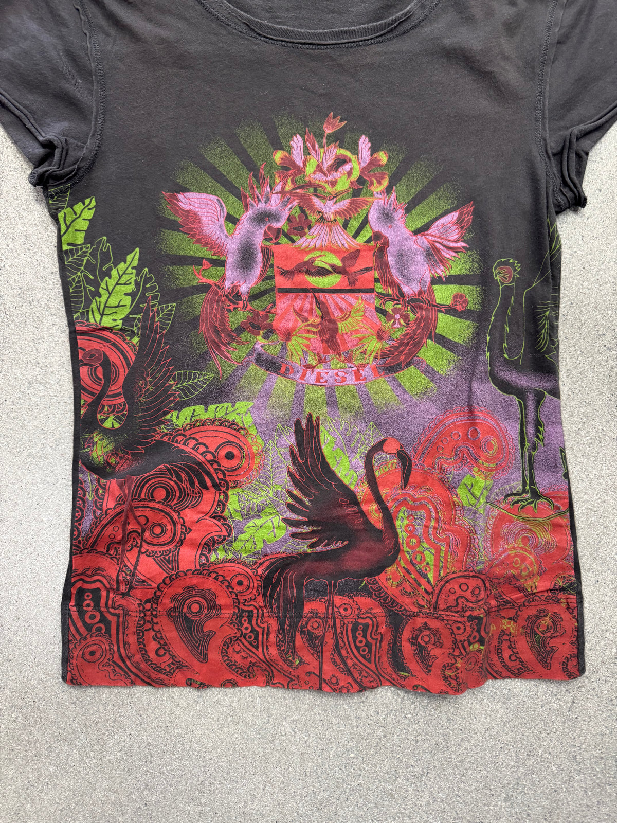 Diesel Floral Bird Crest T-Shirt - S