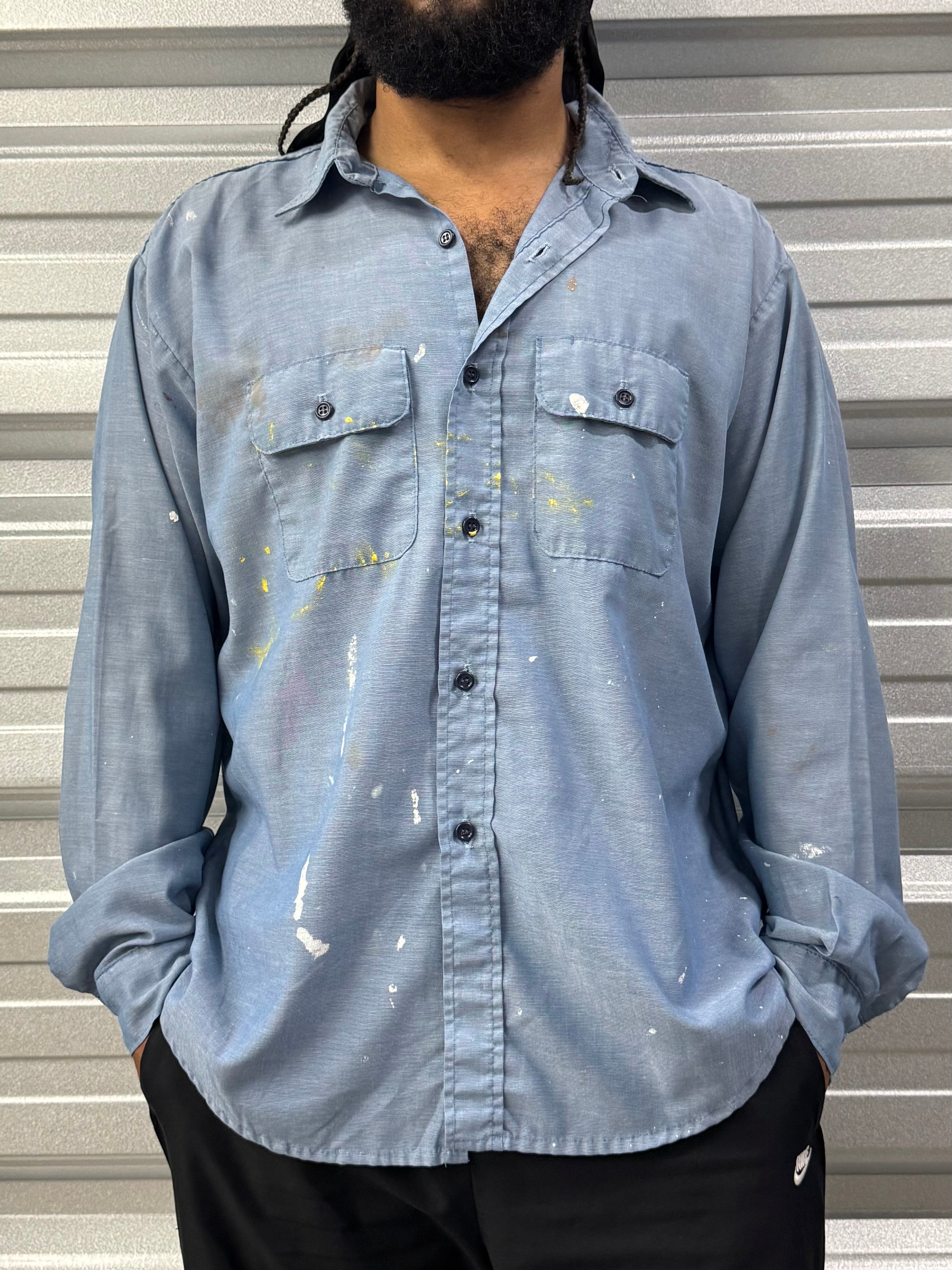 Five Brother Paint Splatter Chambray Work Shirt - XL