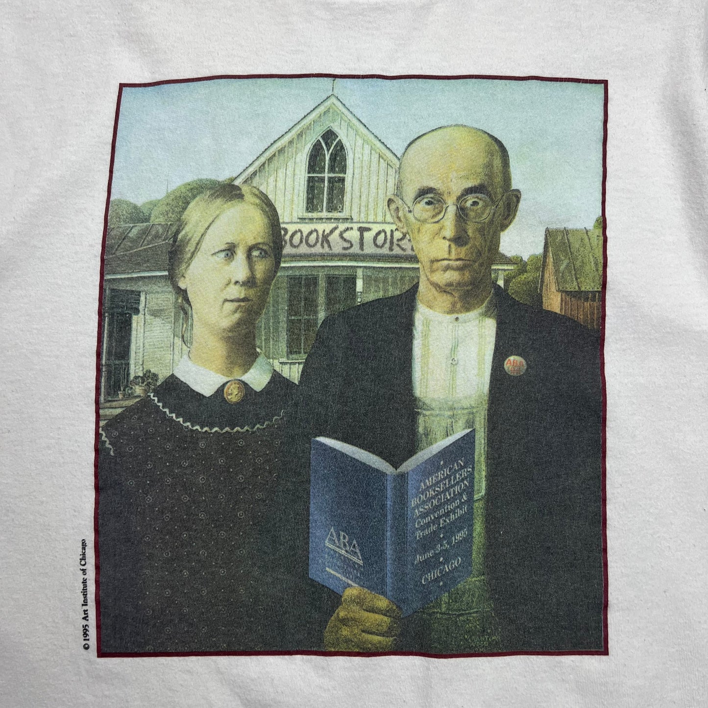 1995 Grant Wood American Gothic Bookstore Art T-shirt - XL