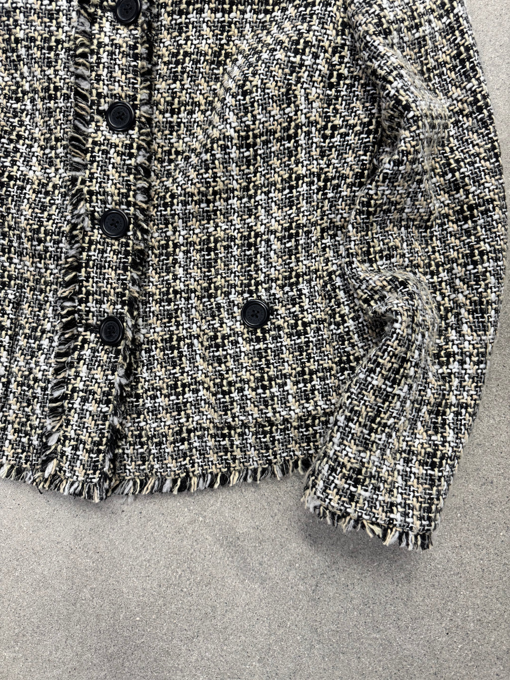 Karl Lagerfeld Bouclé Tweed Fringe Blazer - M