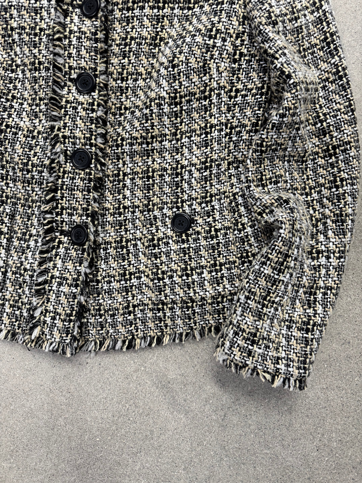Karl Lagerfeld Bouclé Tweed Fringe Blazer - M