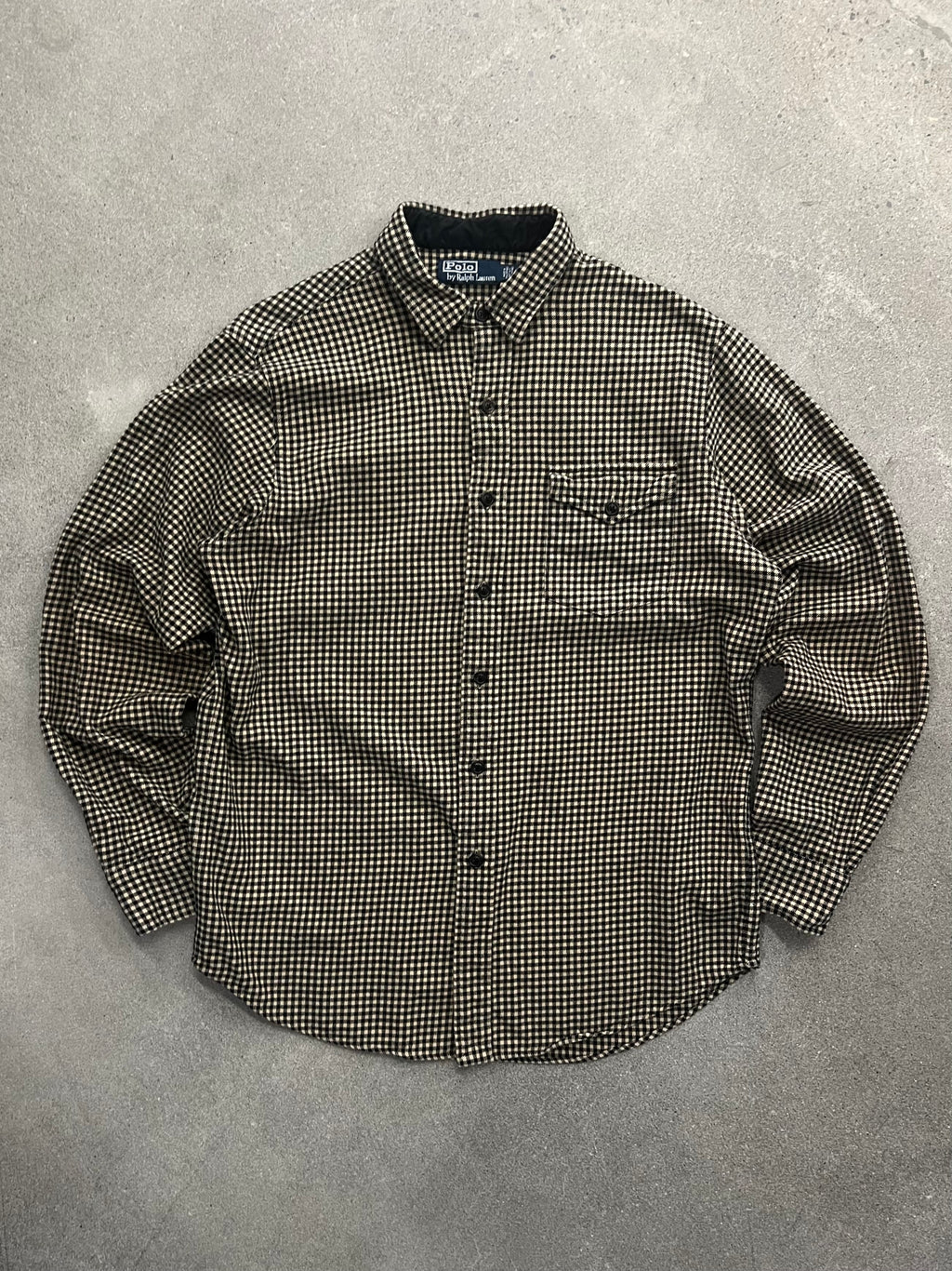 Polo By Ralph Lauren Suede-Patch Plaid Shirt - L