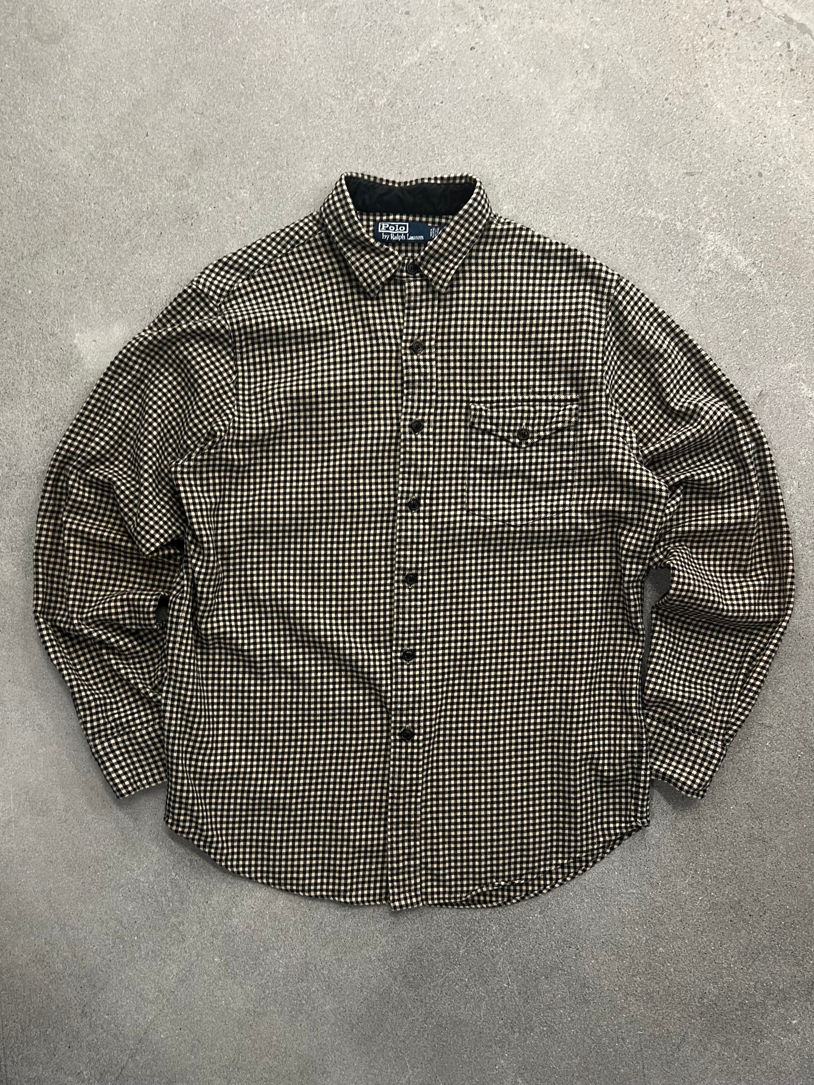Polo By Ralph Lauren Suede-Patch Plaid Shirt - L