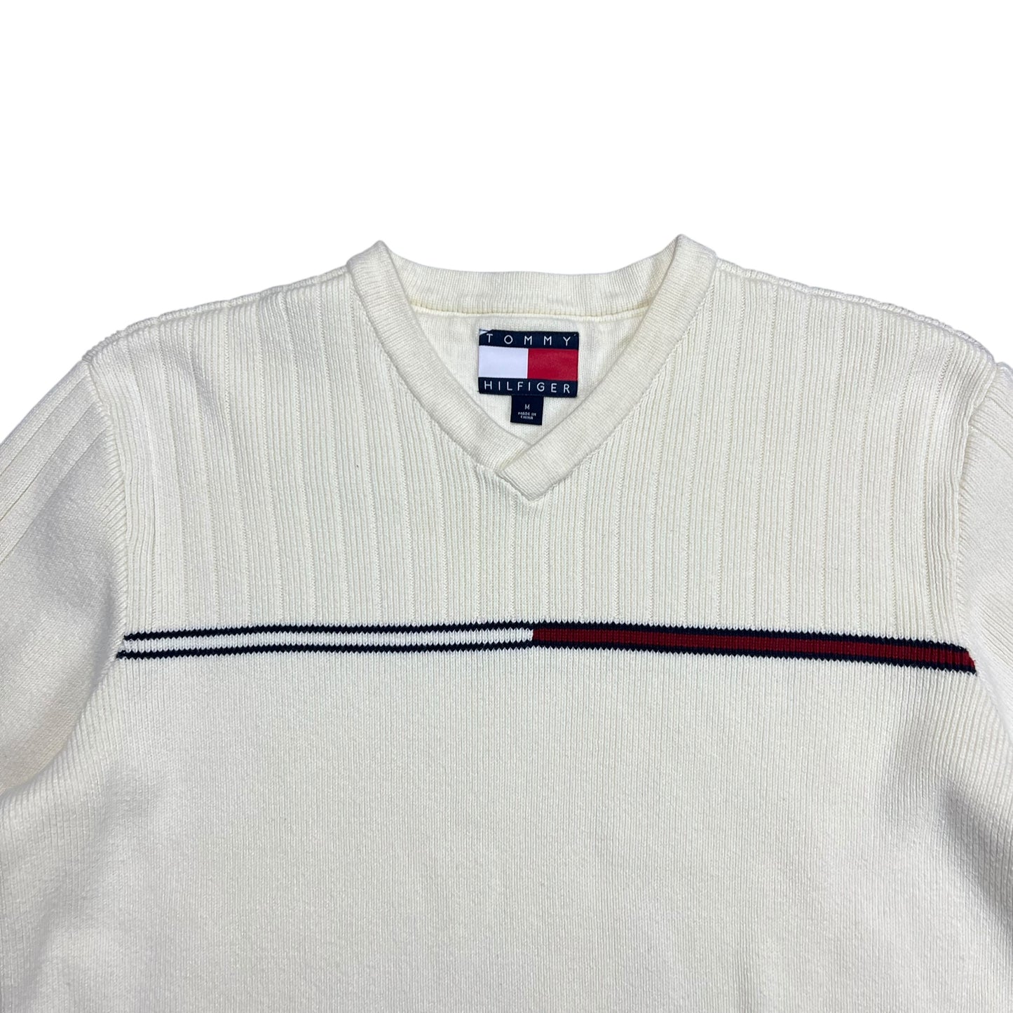 Tommy Hilfiger Ribbed Cream Knit Sweater - L