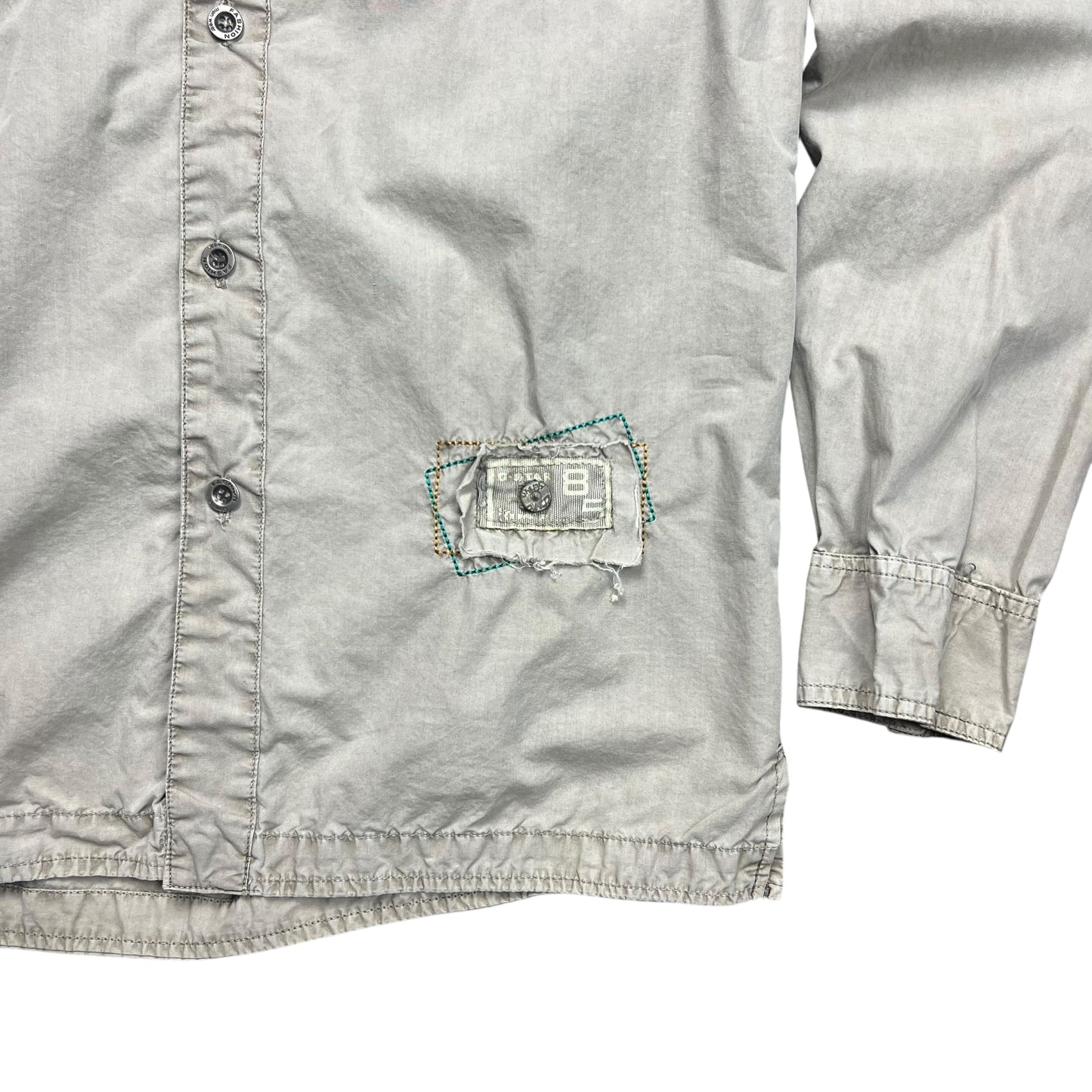 G-STAR Distressed Tan Military Button-up Shirt - M