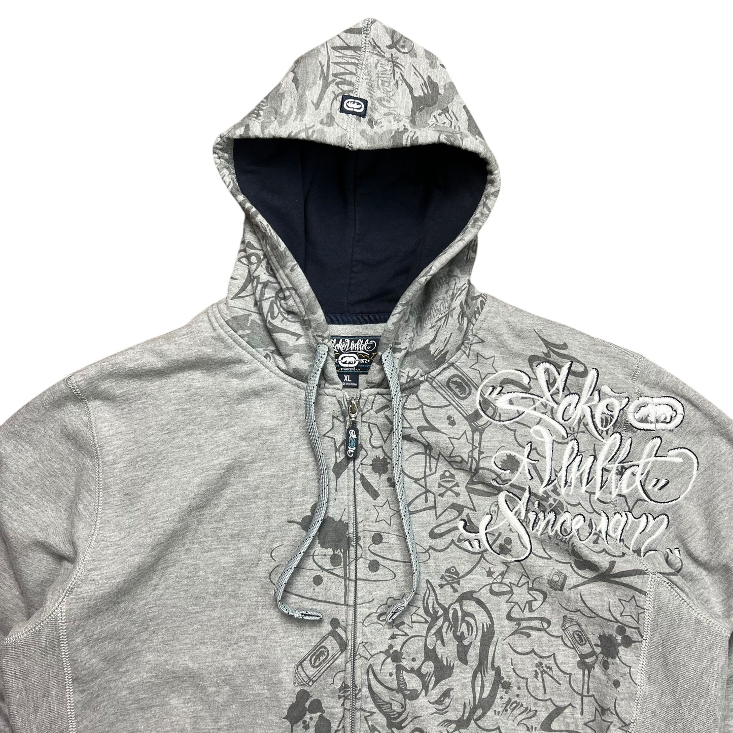 Ecko Unltd. Grey Full-Zip Graffiti Hoodie - XL