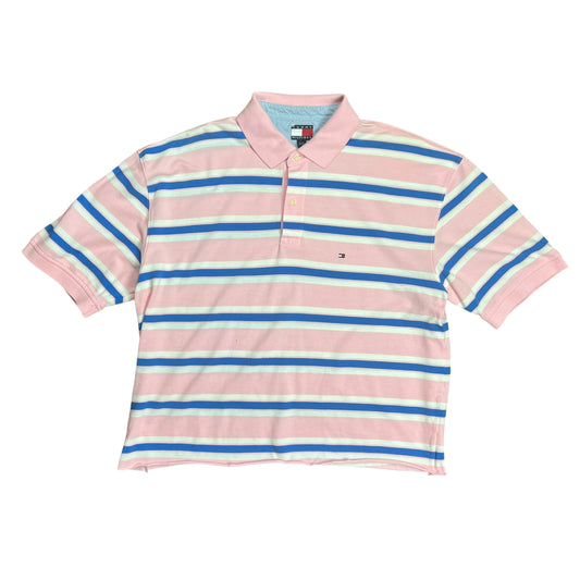 Tommy Hilfiger Boxy Pink Striped Polo Shirt - L