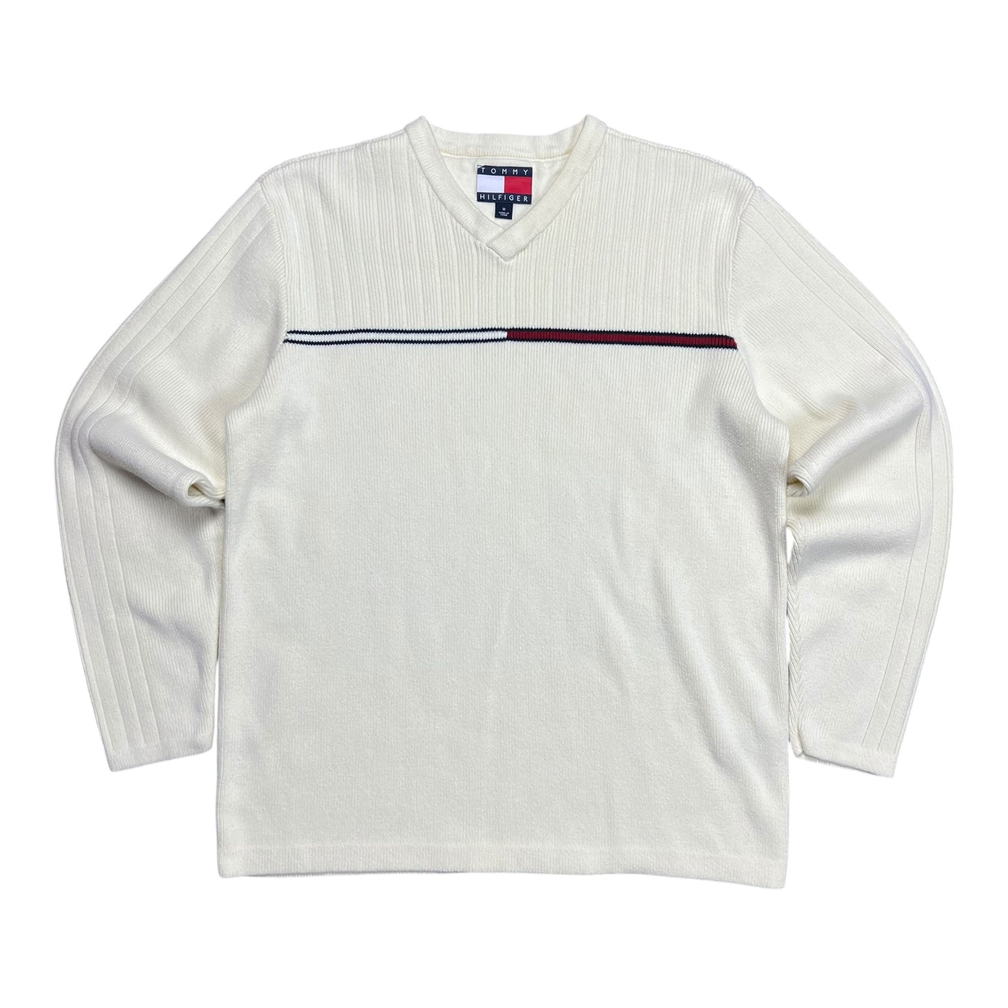 Tommy Hilfiger Ribbed Cream Knit Sweater - L