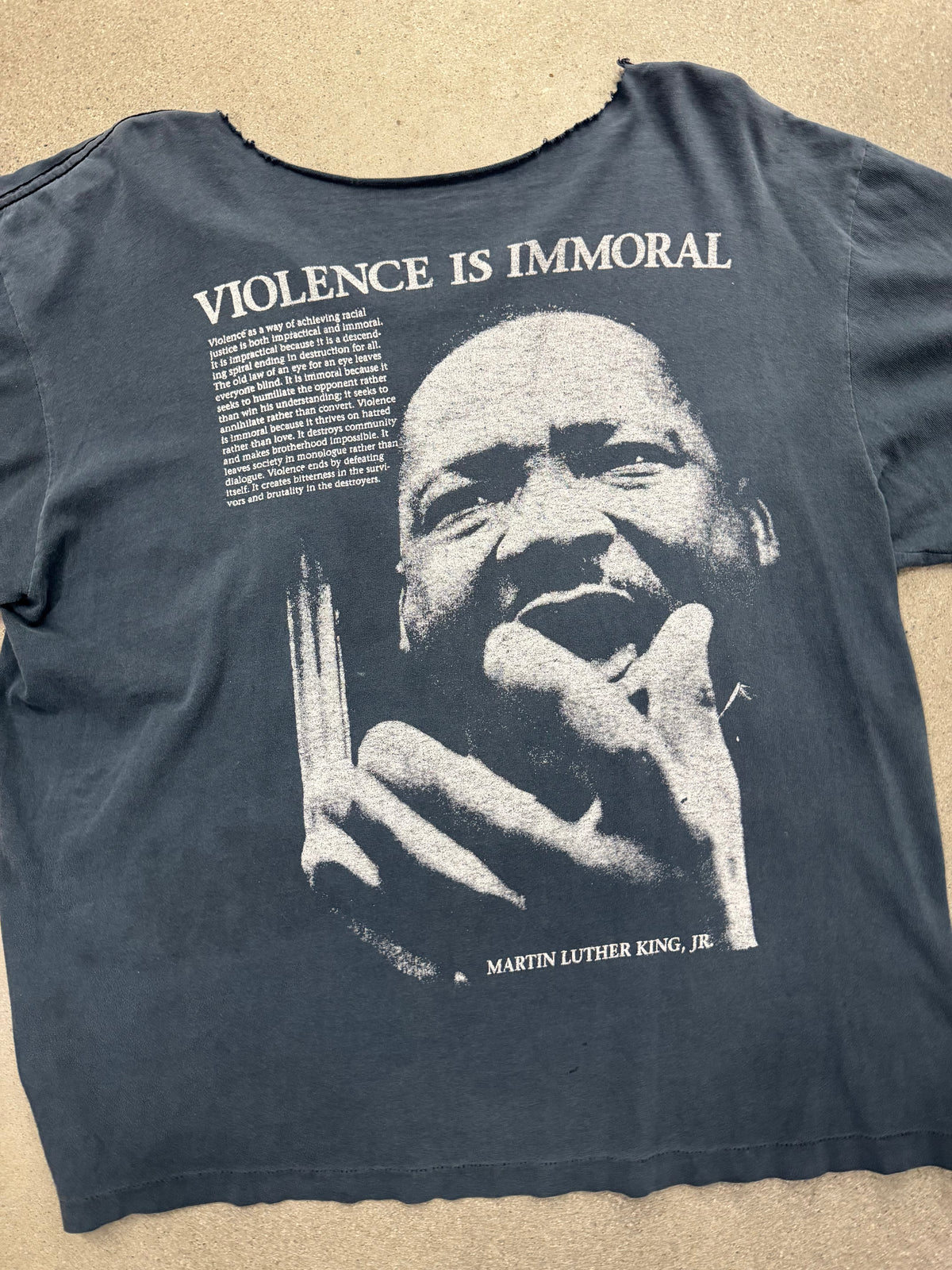 Faded Martin Luther King Violence Is Immoral T-Shirt - XL