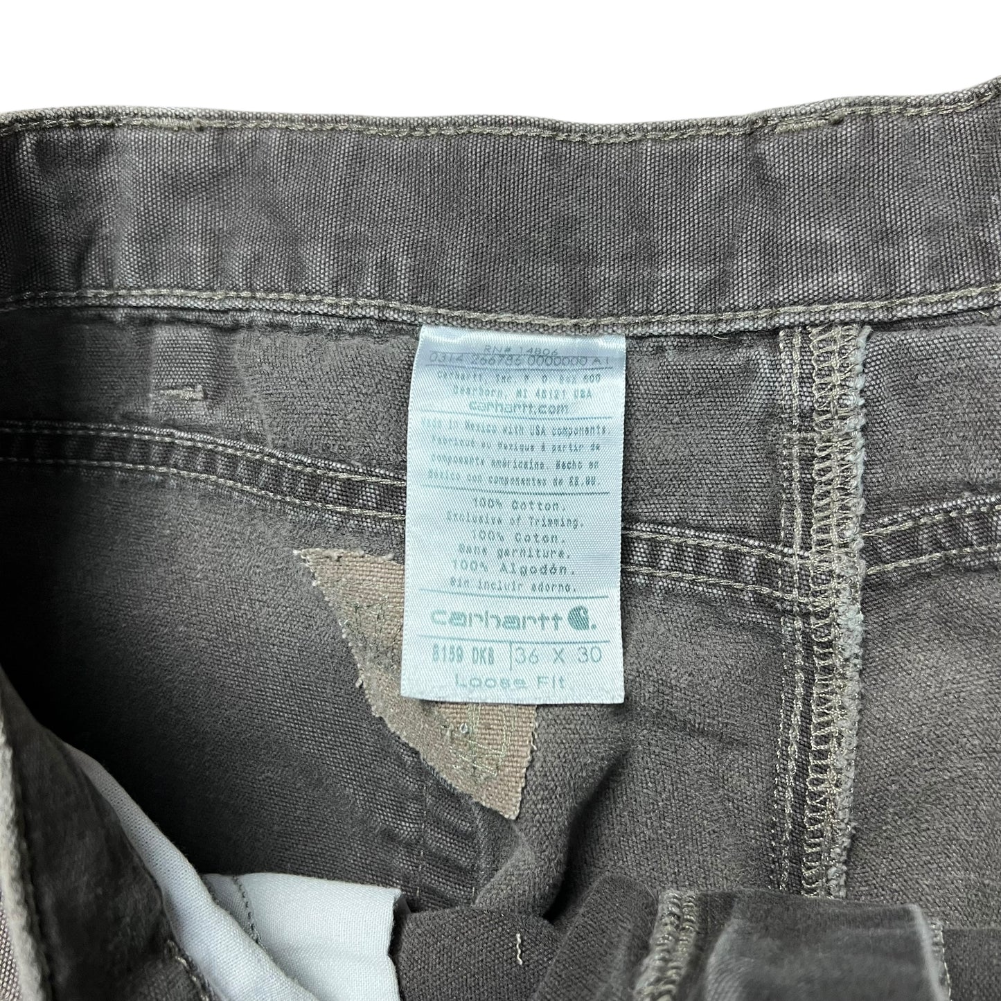 Carhartt Faded & Distressed Brown Work Pants - 36”
