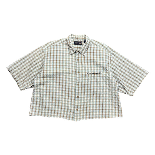 Arrow Cropped Plaid Button-up Shirt - L