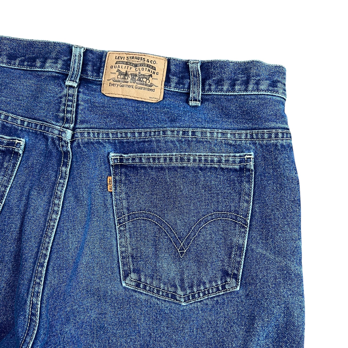 Levi's Faded Blue Orange Tab Jean Shorts - 36”