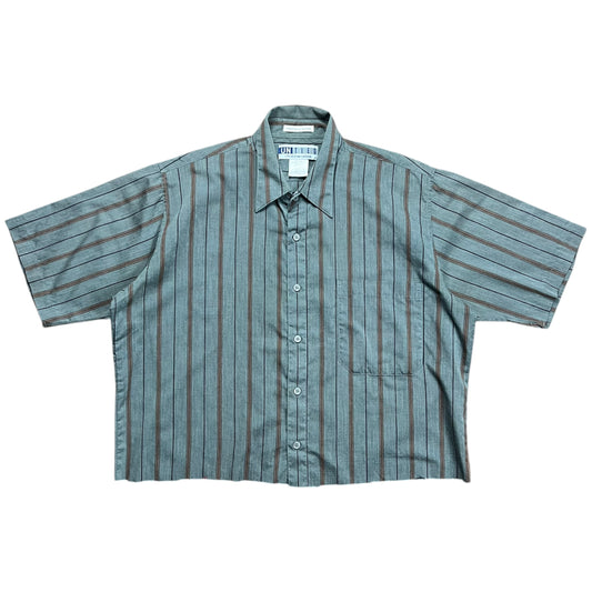 United Cropped Stripped Button-up Shirt - L
