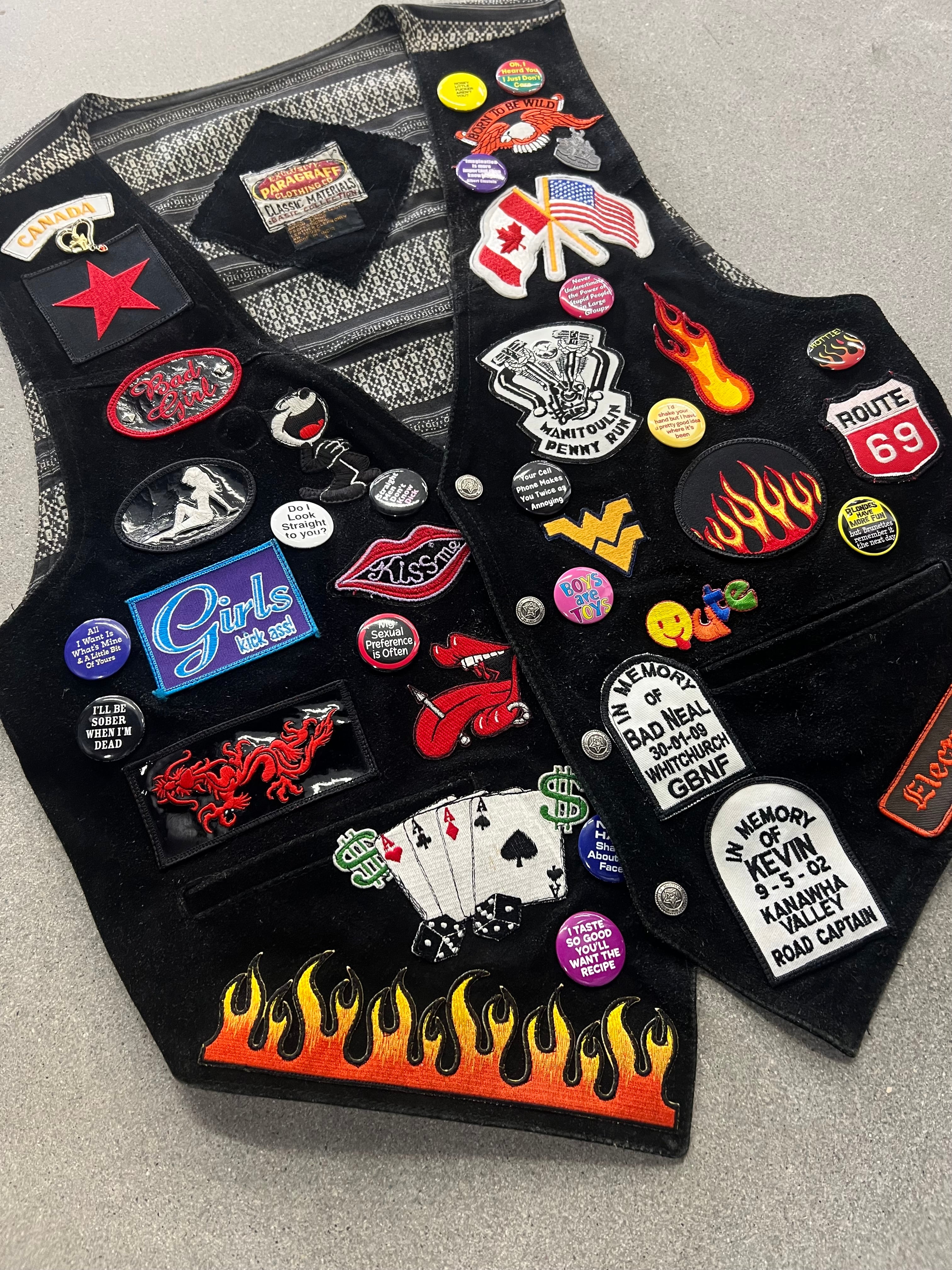 Patches & Pins Leather Biker Vest - L