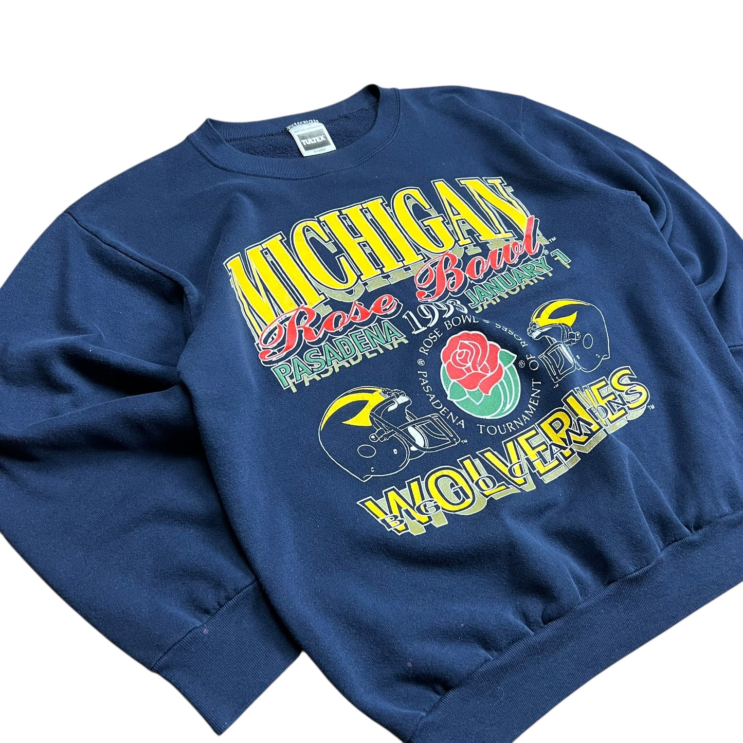 1993 Michigan Wolverines Rose Bowl Football Crewneck -  L