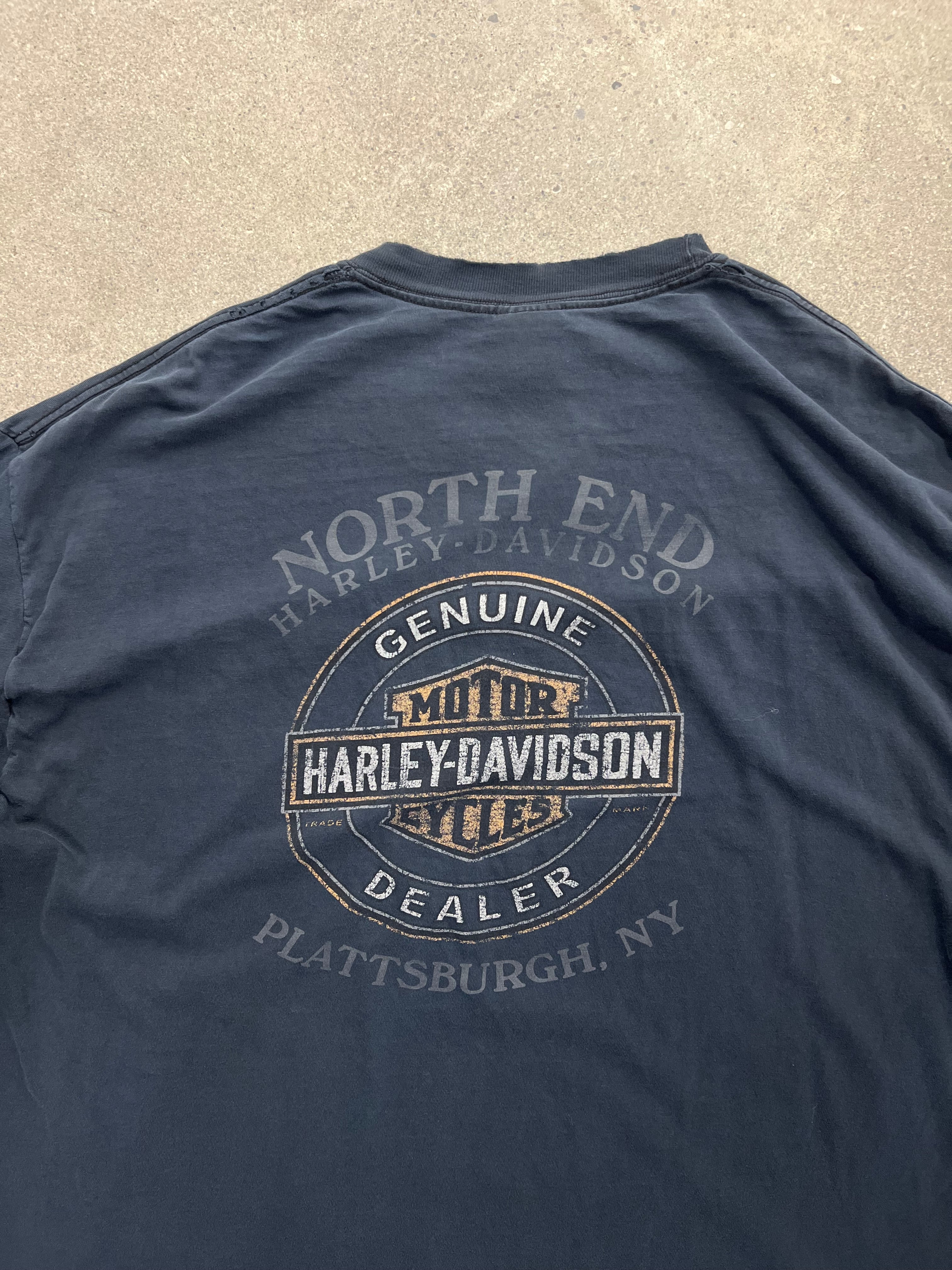 Faded 2006 Harley-Davidson Flame 8 Ball Long Sleeve Shirt - XXL