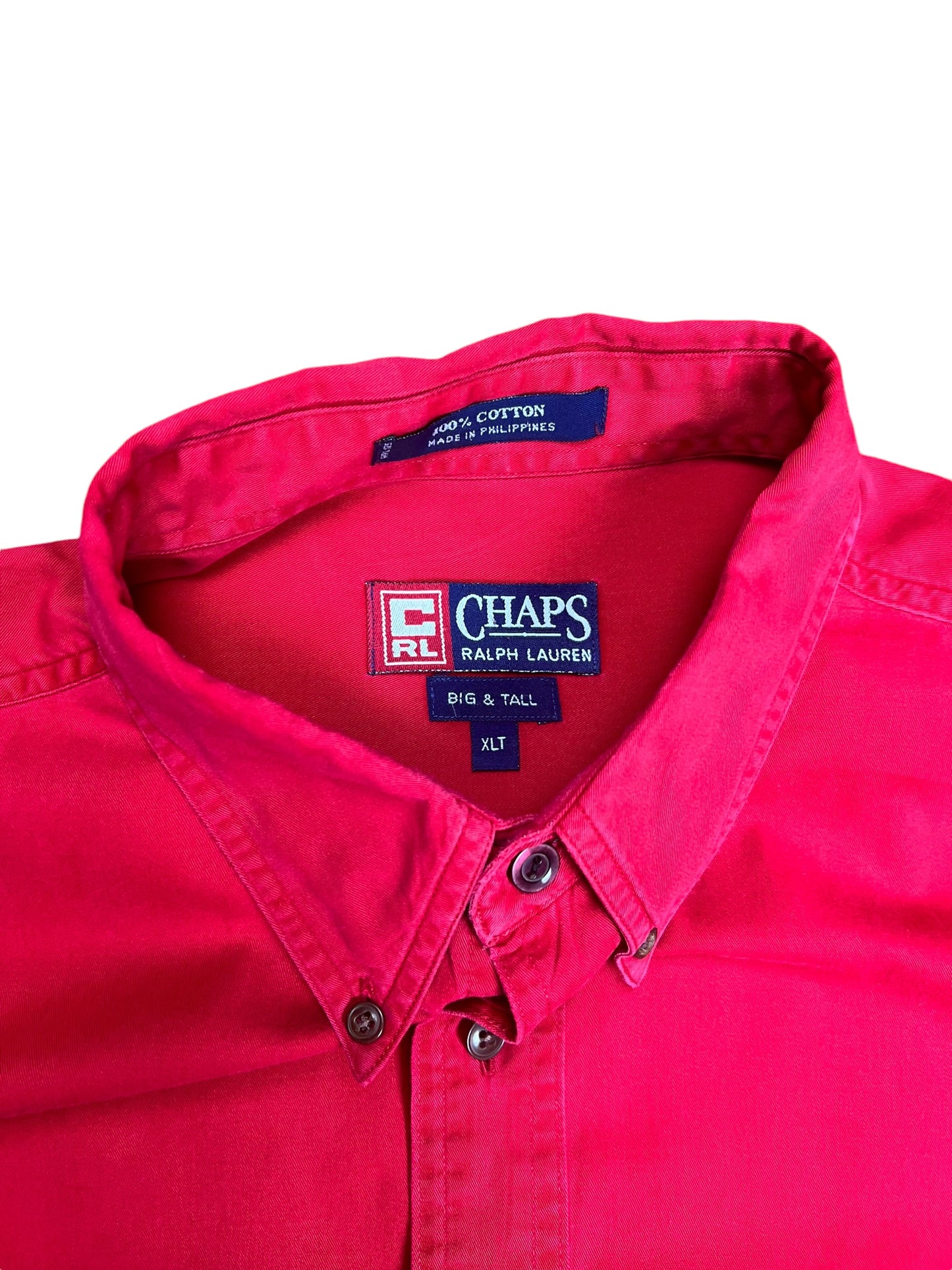 Chaps Ralph Lauren Red Boxy Button-up Shirt - L