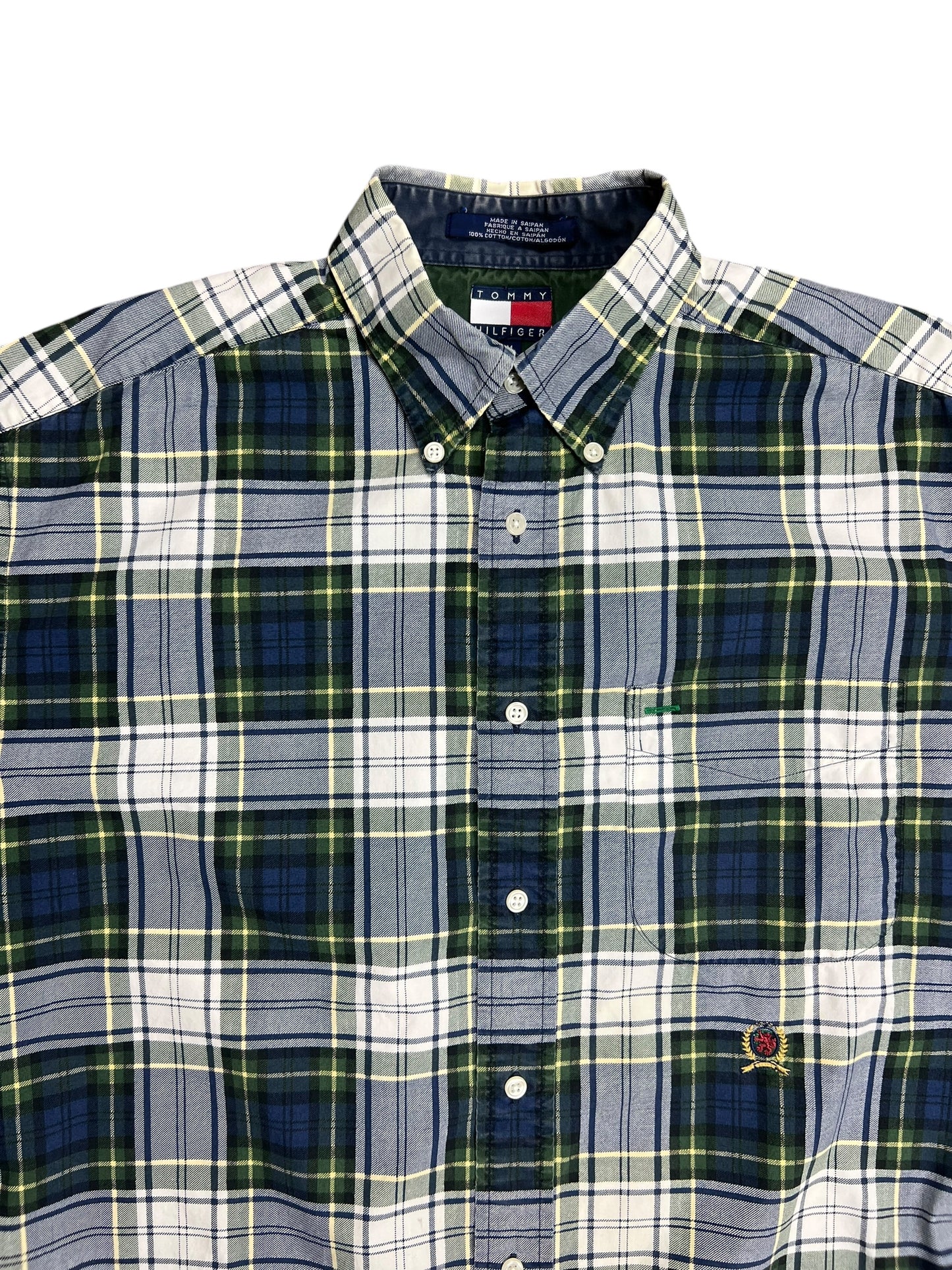 Tommy Hilfiger Green Plaid Button-up Shirt ￼- XL
