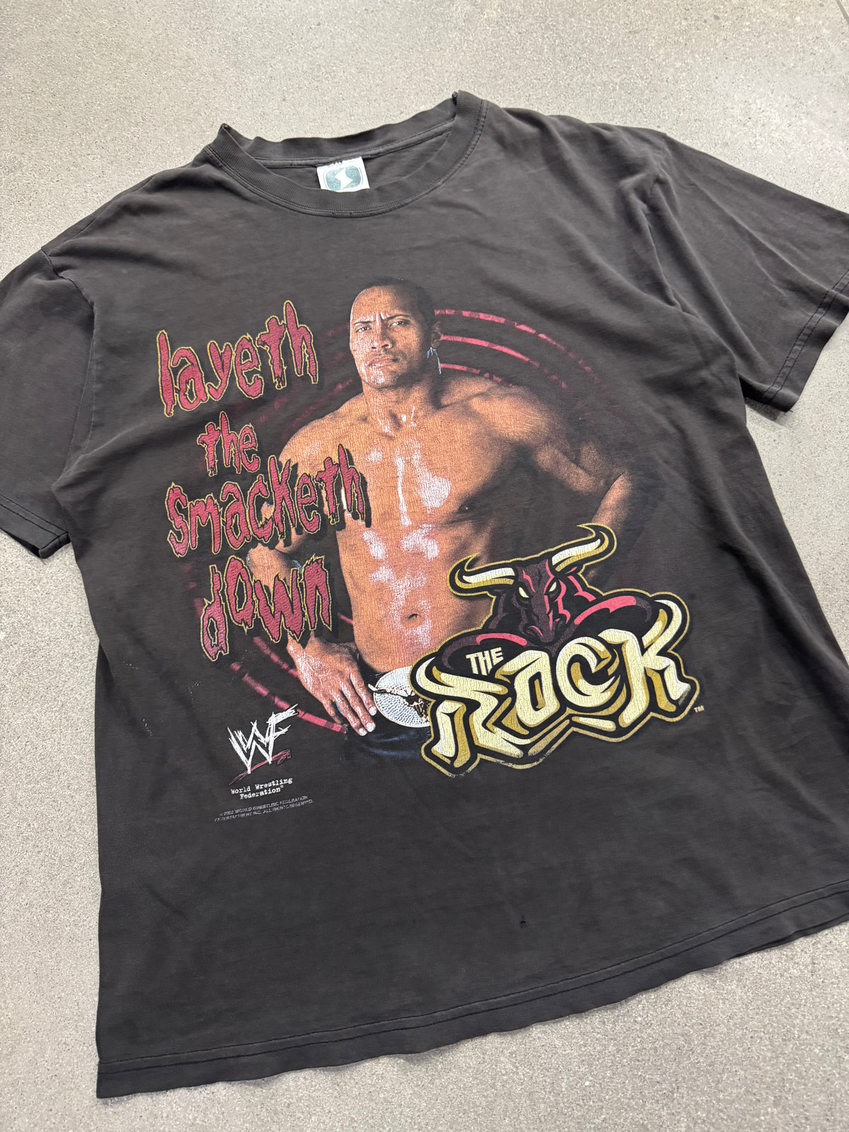 Faded 2002 The Rock Layeth The Smacketh Down WWF T-Shirt - L