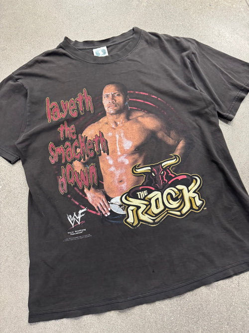 Faded 2002 The Rock Layeth The Smacketh Down WWF T-Shirt - L
