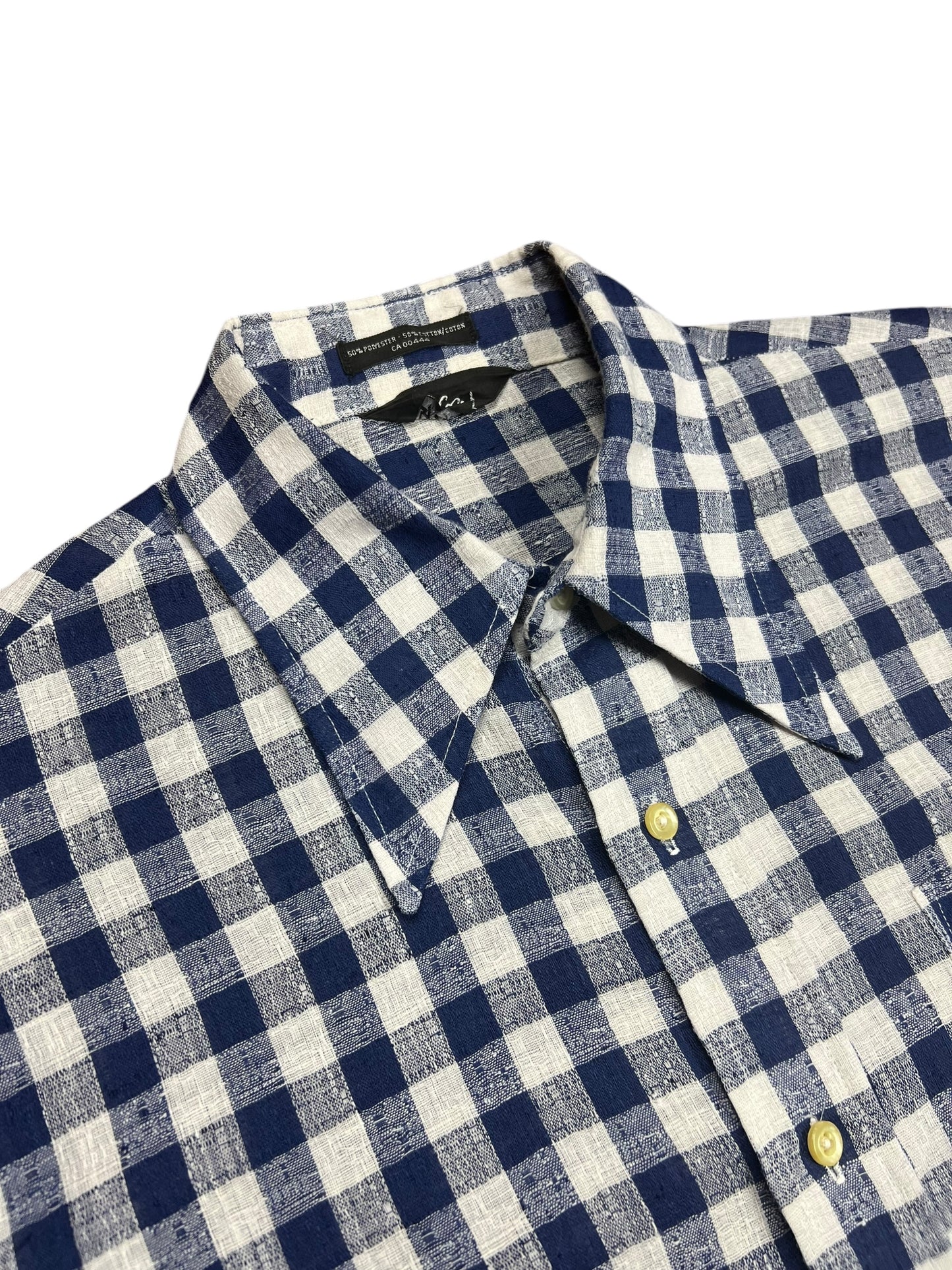White & Navy Blue Checkered Polo Shirt - XL ￼