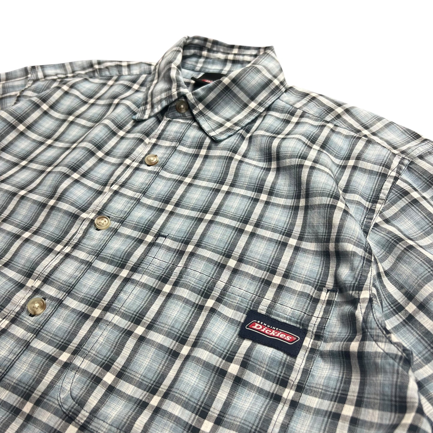 Dickies Blue Plaid Cropped Button-up Shirt - M