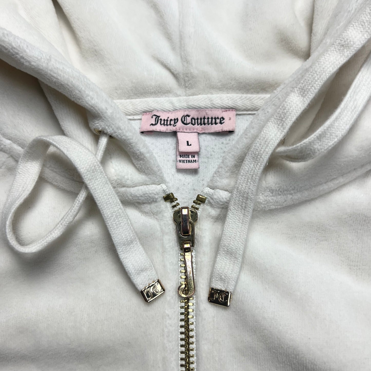 Juicy Couture White Velour Zip-up Hoodie - L