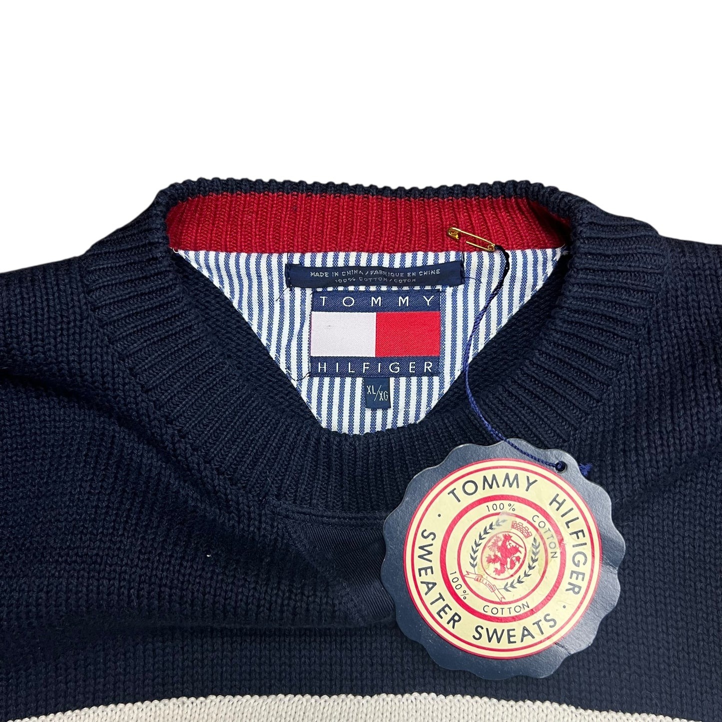 Tommy Hilfiger Striped Heavyweight Knit Sweater - XL