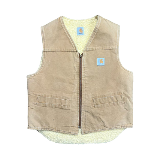 Carhartt Sherpa Lined Beige Work Vest - L