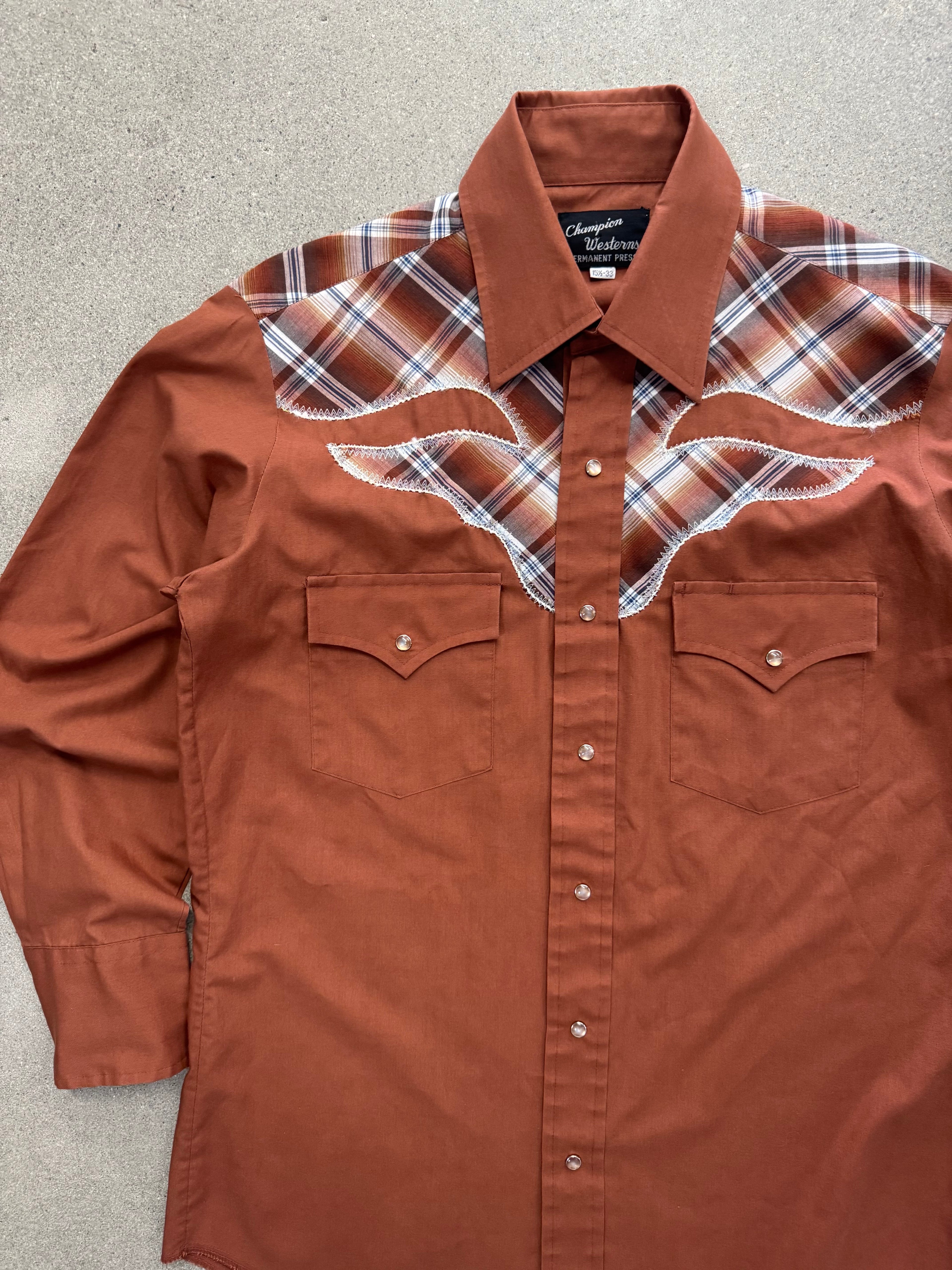 Champion Western Pearl Snap Button-Up Cowboy Shirt - L