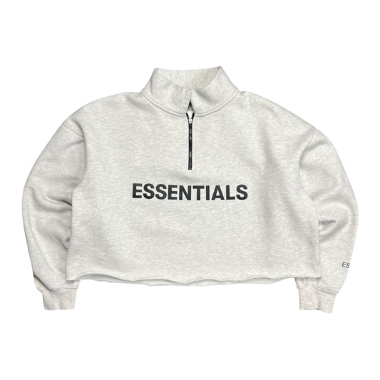 Fear of God Essentials Cropped Heather Grey Sweater - M