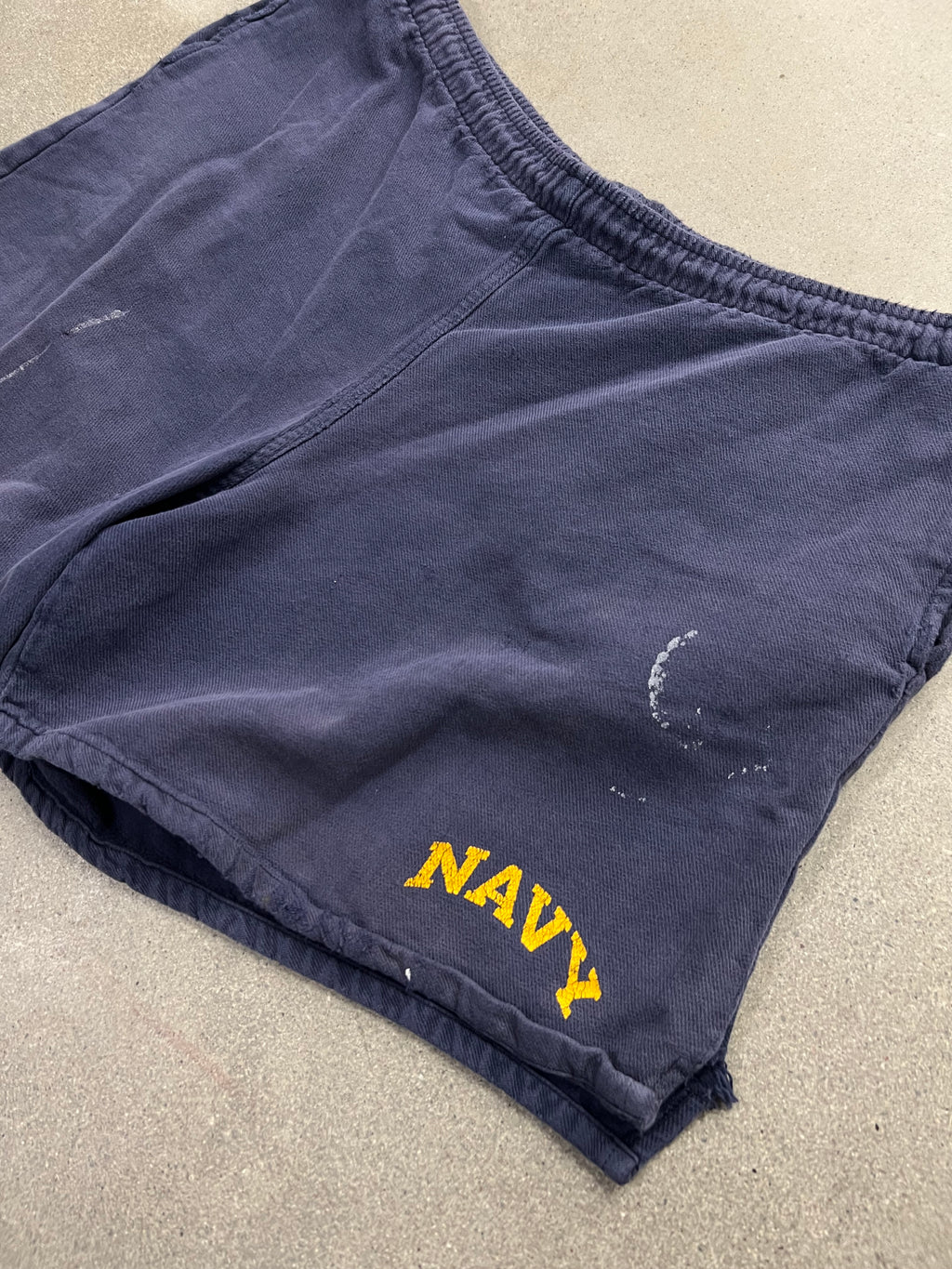 Distressed U.S. NAVY Sweat Shorts - L