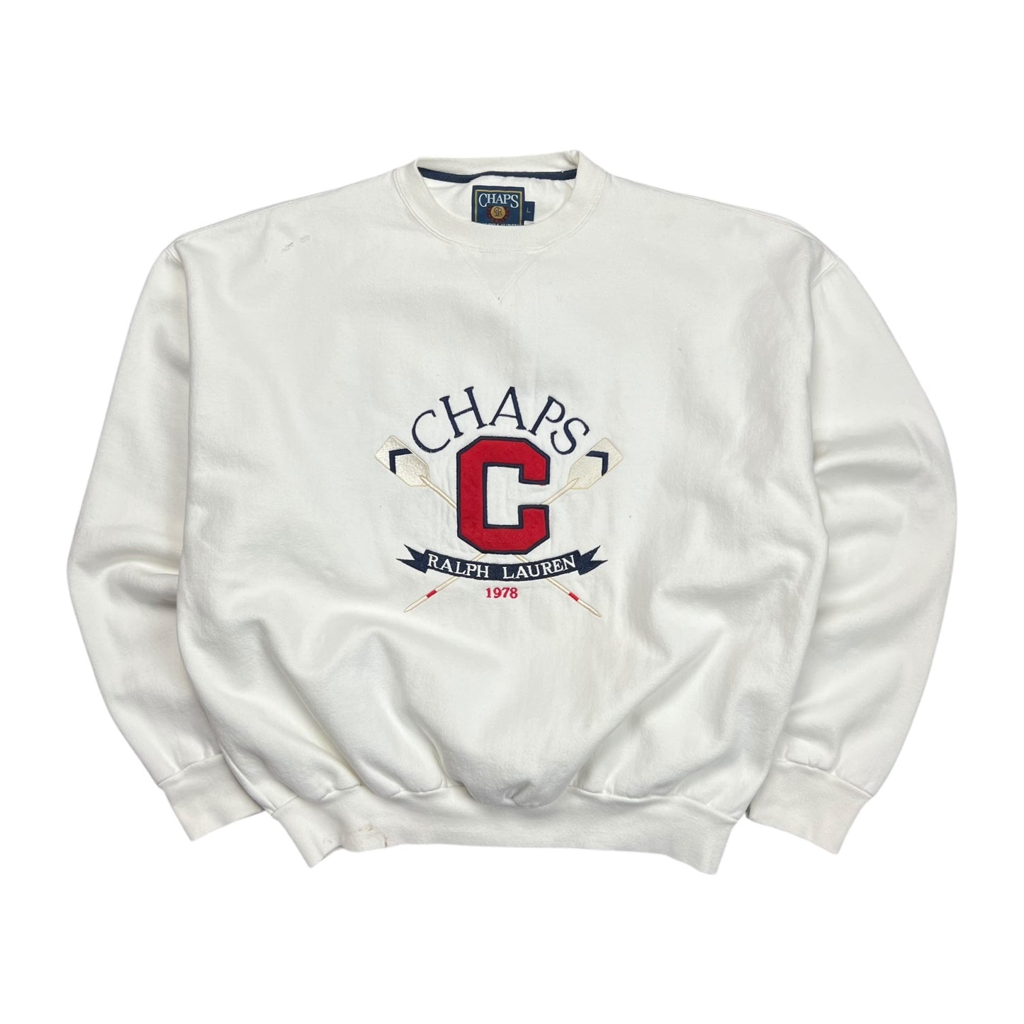 Chaps Ralph Lauren White Rowing Crewneck - L