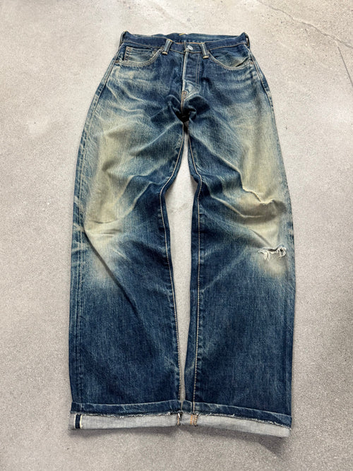 Faded & Distressed Evisu Japanese Selvedge Jeans - 27”