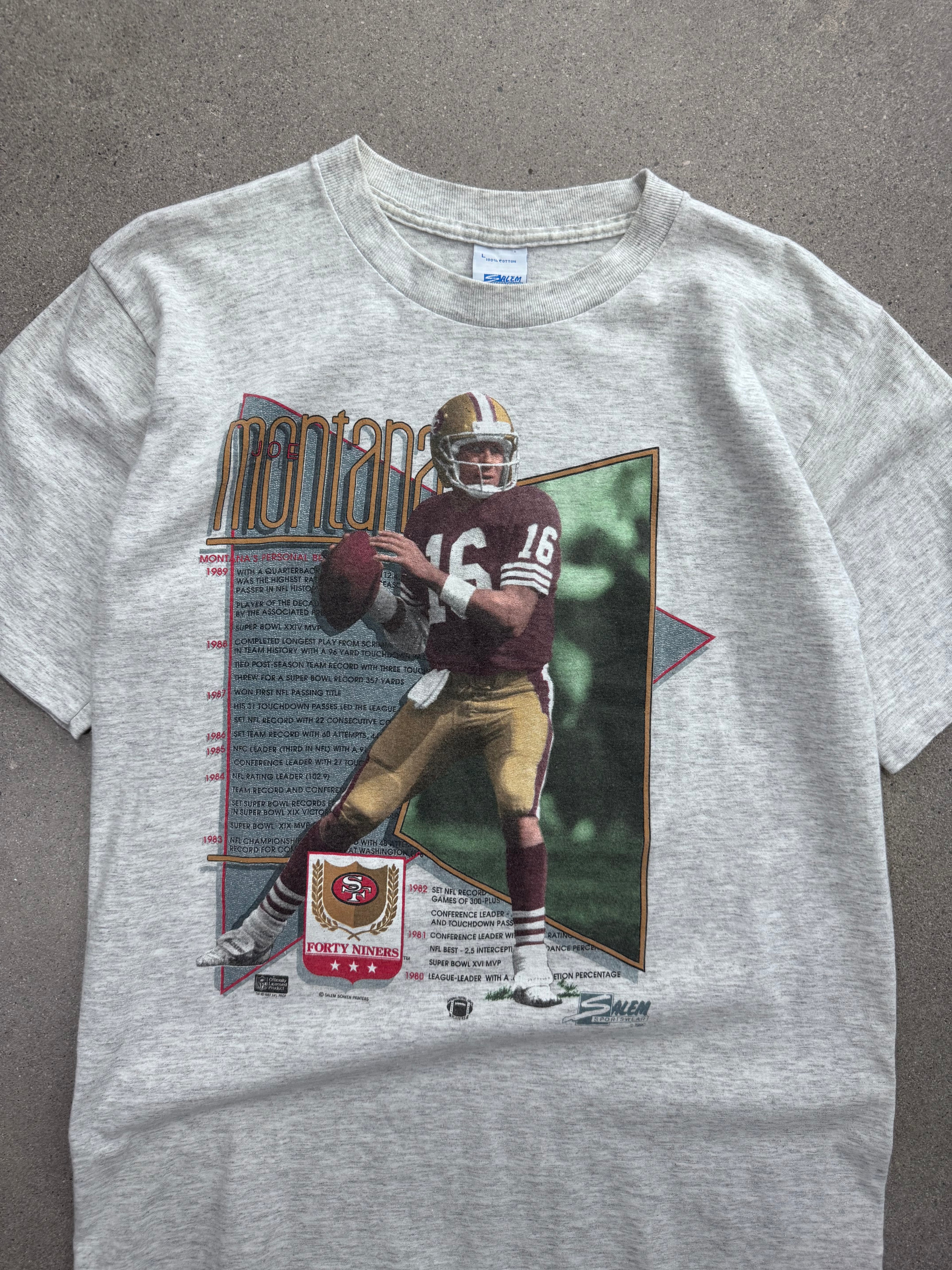 1990 Salem Sportswear Joe Montana San Francisco 49ers NFL T-Shirt – L