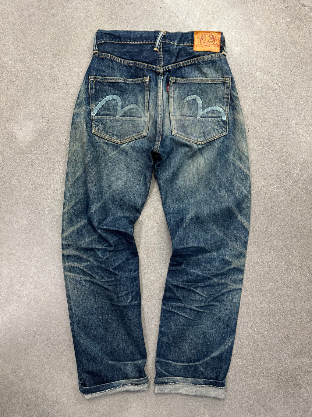 Faded & Distressed Evisu Japanese Selvedge Jeans - 27”
