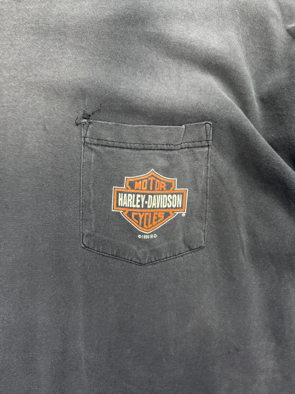 Ausgebleichtes 1995 Harley-Davidson Las Vegas Nevada Pocket T-Shirt – XXL