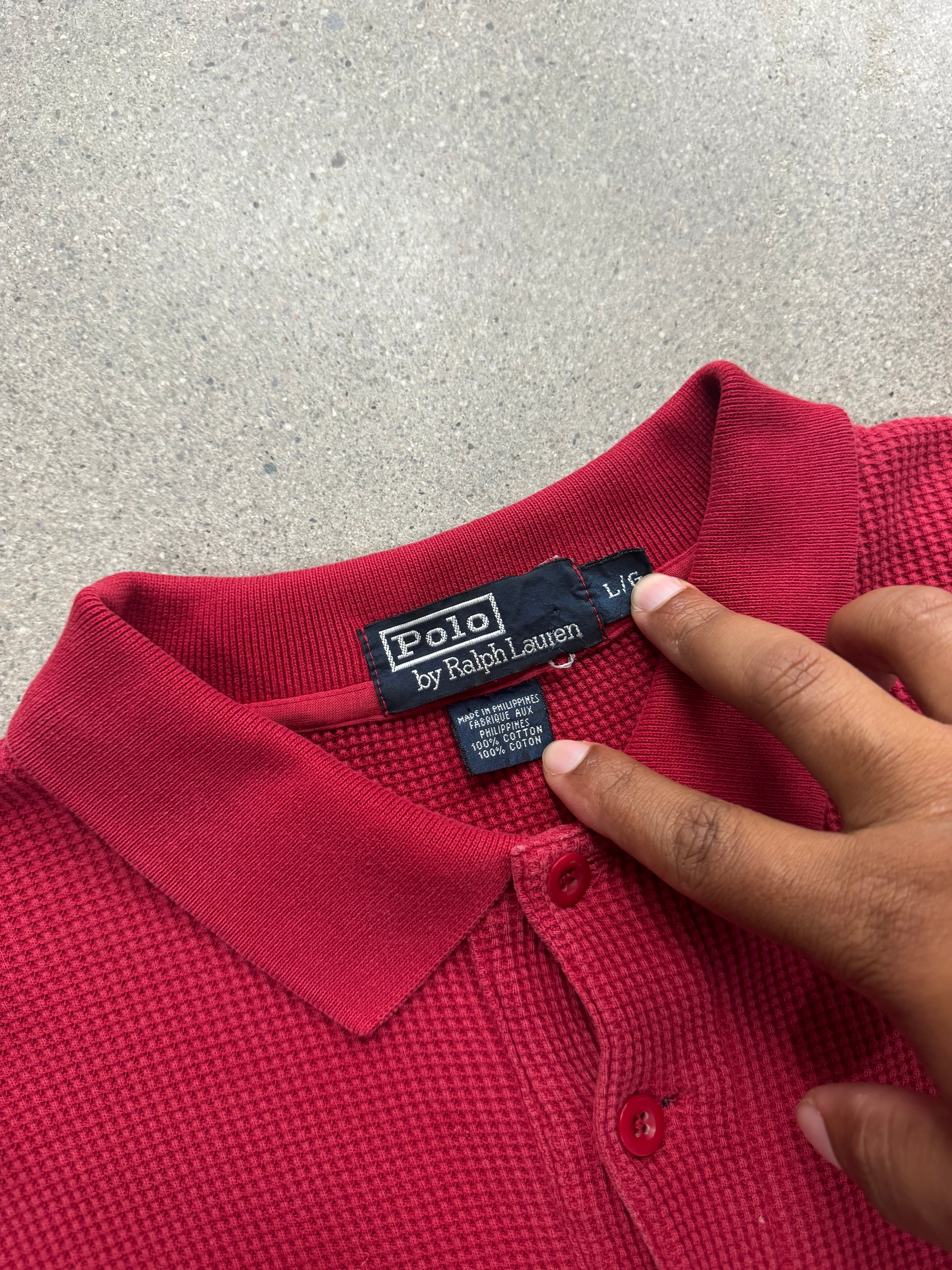 Polo By Ralph Lauren Waffle-Knit Polo Shirt - L