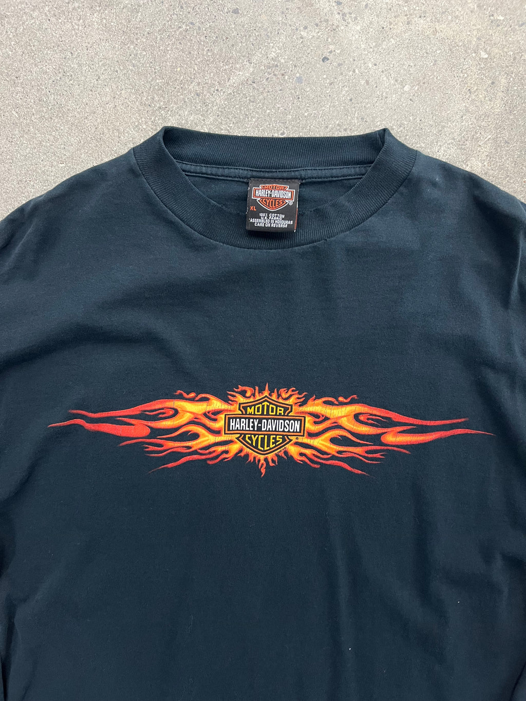 2002 Harley-Davidson Flame Skull Long Sleeve Shirt - XL