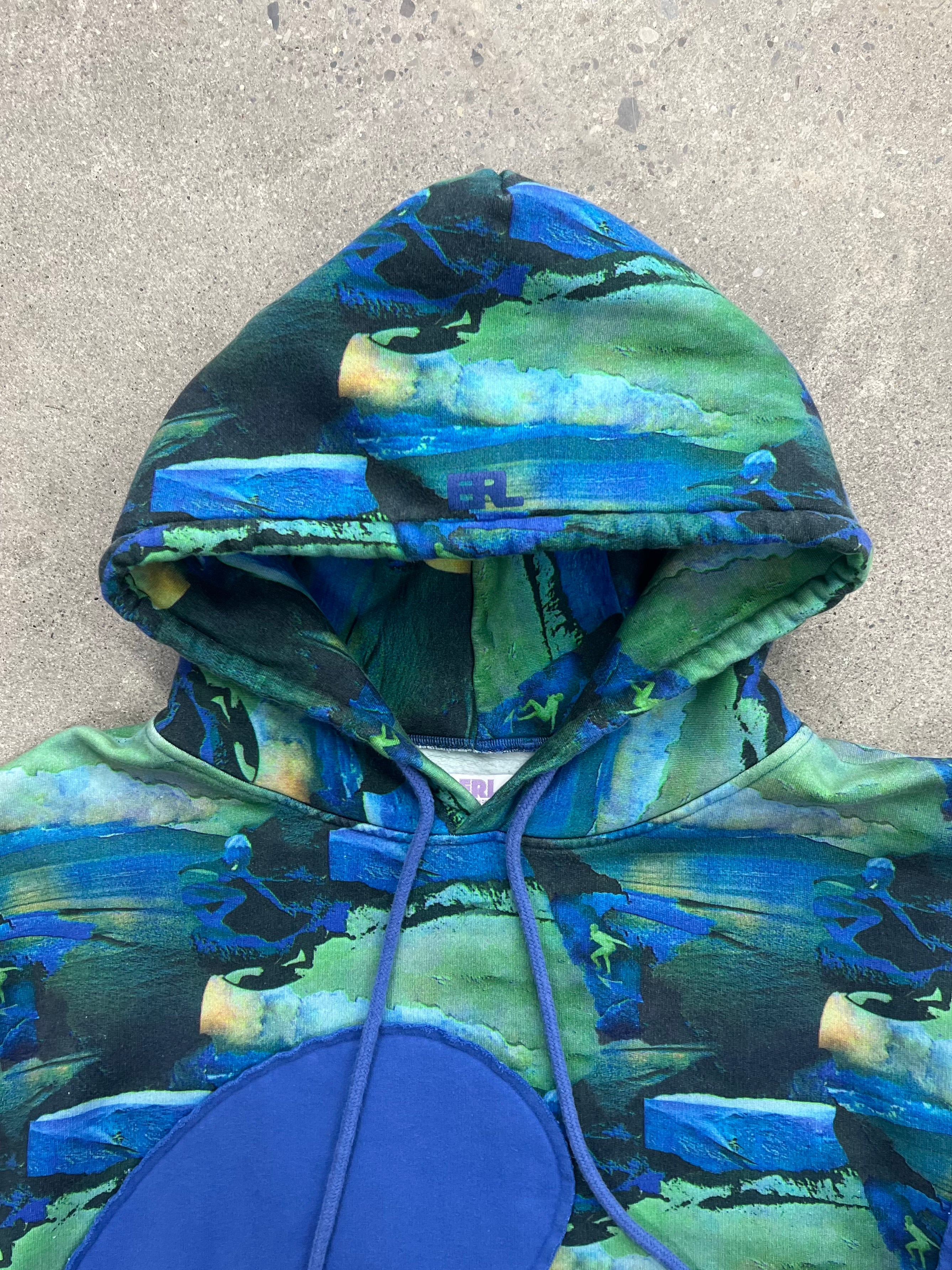ERL Paneled Swirl Hoodie - L