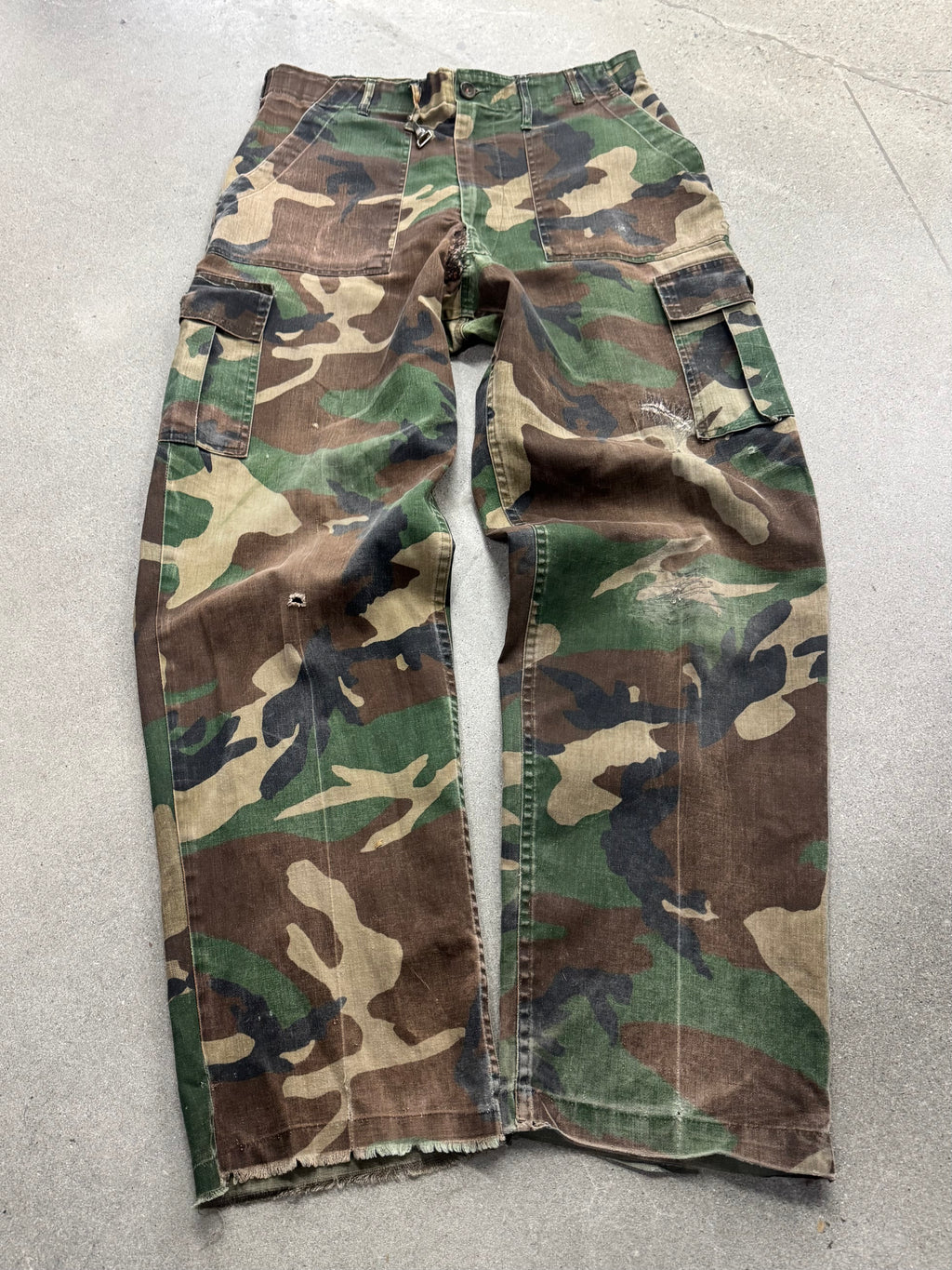 1981 Military Woodland Camo Fatigue Cargo Pants - 34”