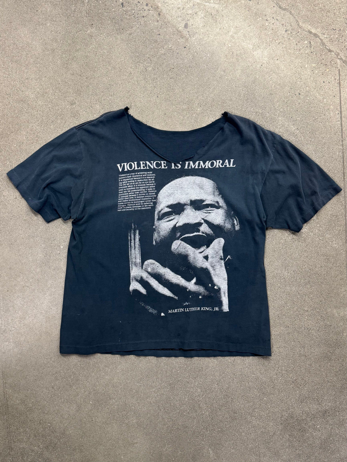 Faded Martin Luther King Violence Is Immoral T-Shirt - XL