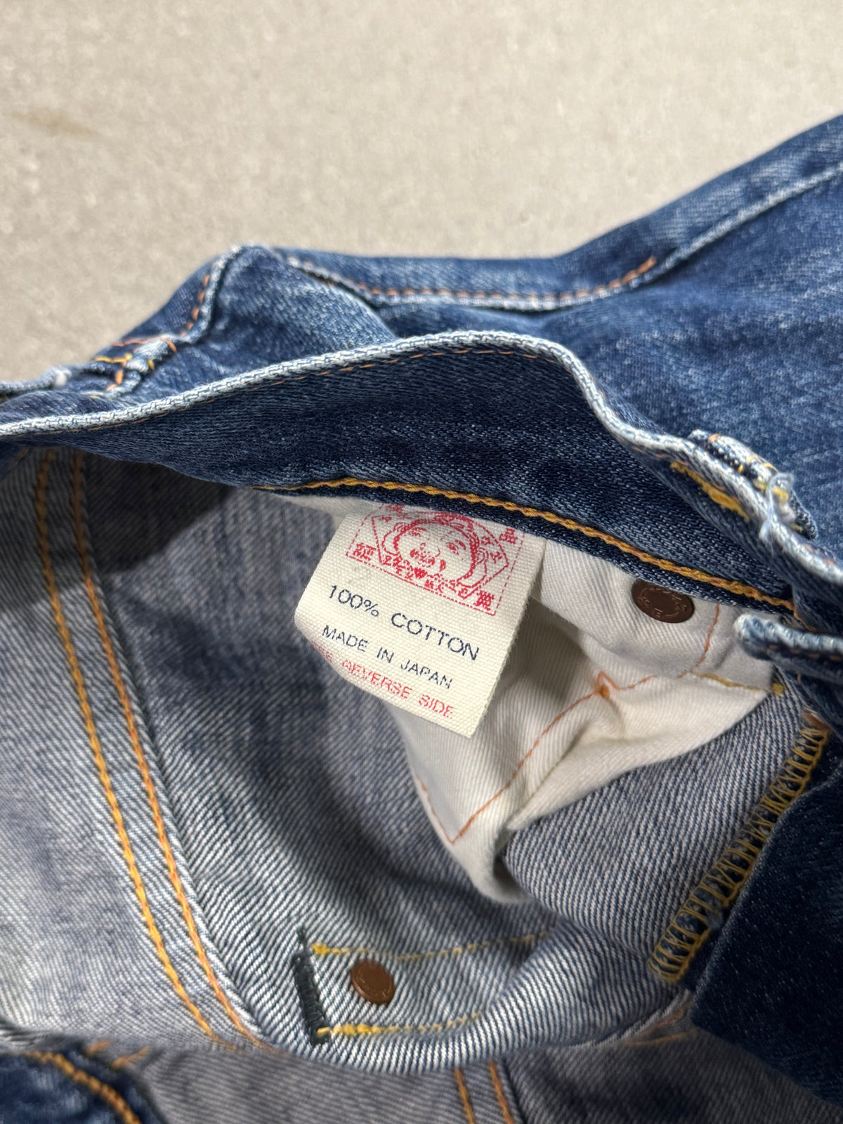 Faded & Distressed Evisu Japanese Selvedge Jeans - 28”