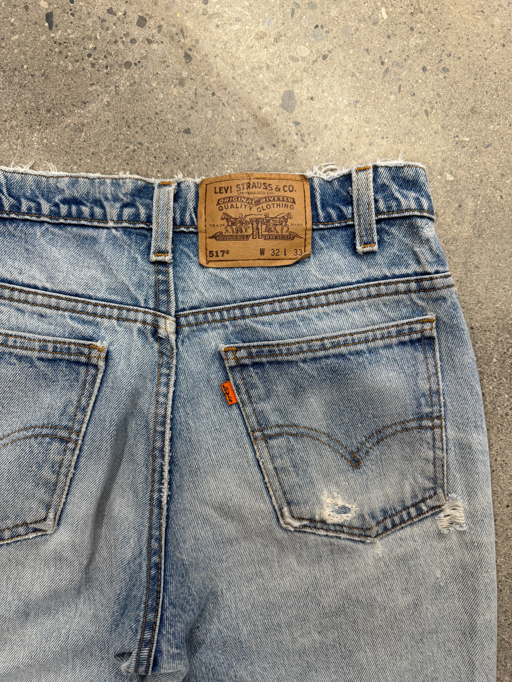 Faded & Distressed Levi’s 517 Orange Tab Jeans - 30”
