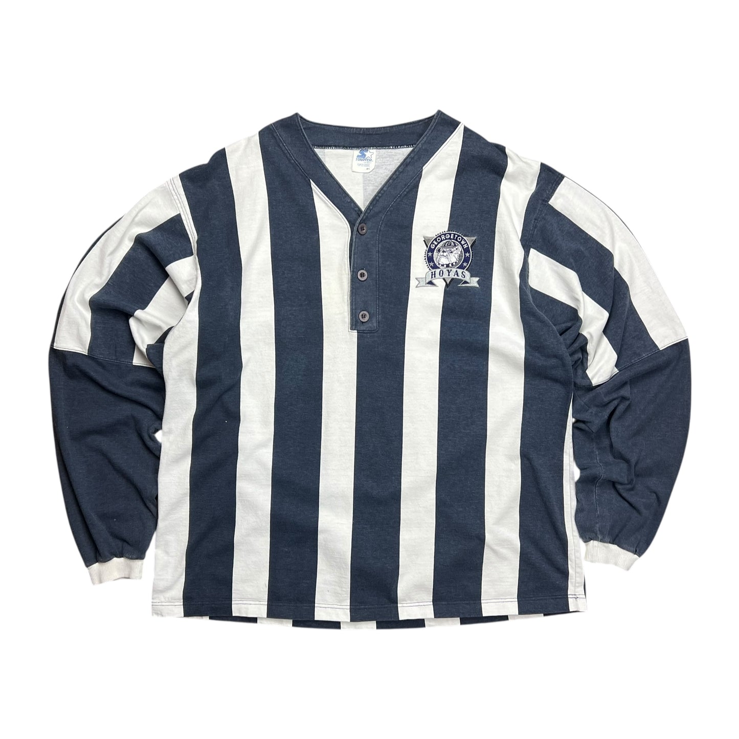 Starter Georgetown Hoyas Striped Long-sleeve Shirt - L