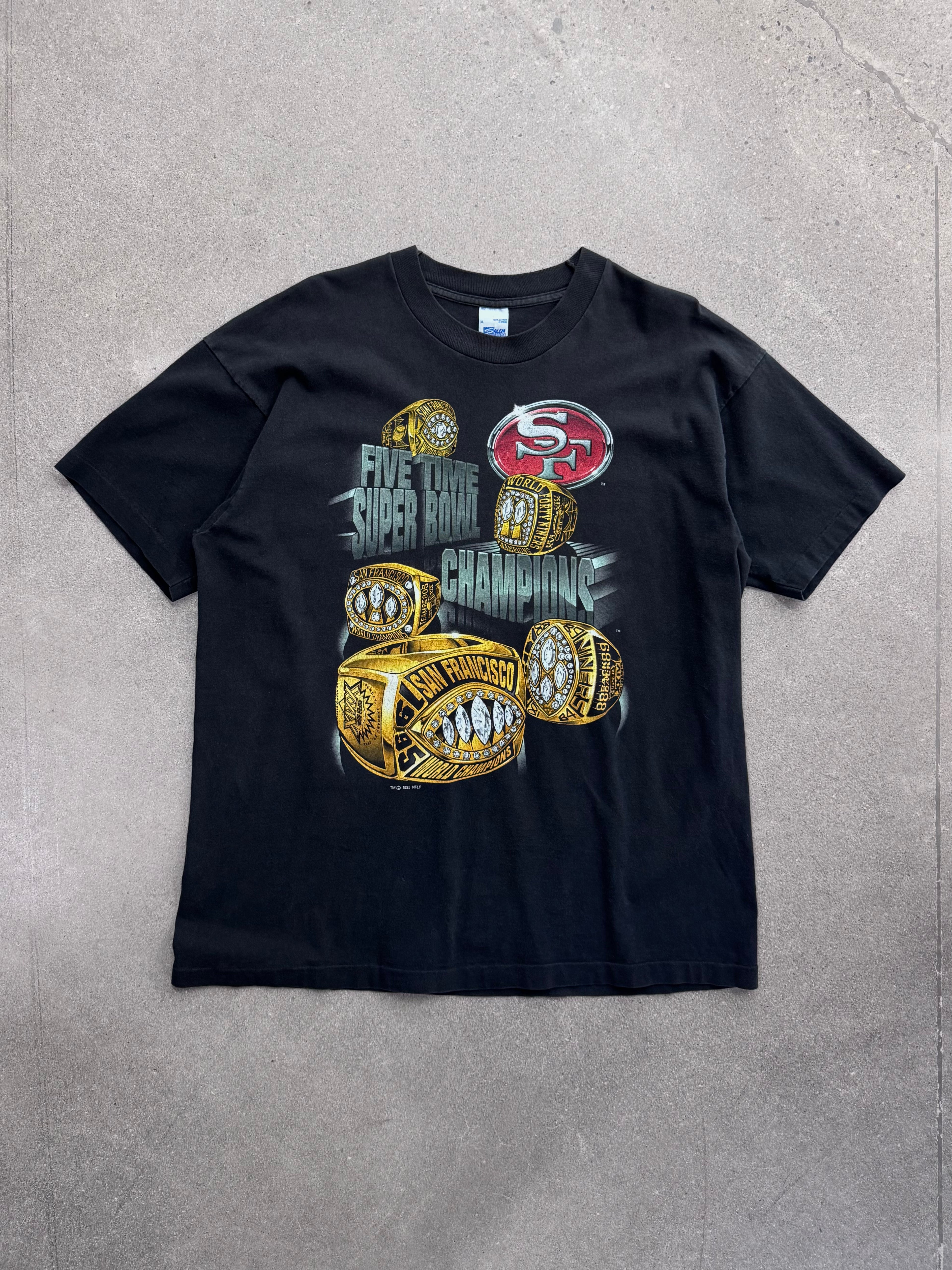 1995 Salem Sportswear San Francisco 49ers 5-facher NFL Super Bowl Champions T-Shirt - XL