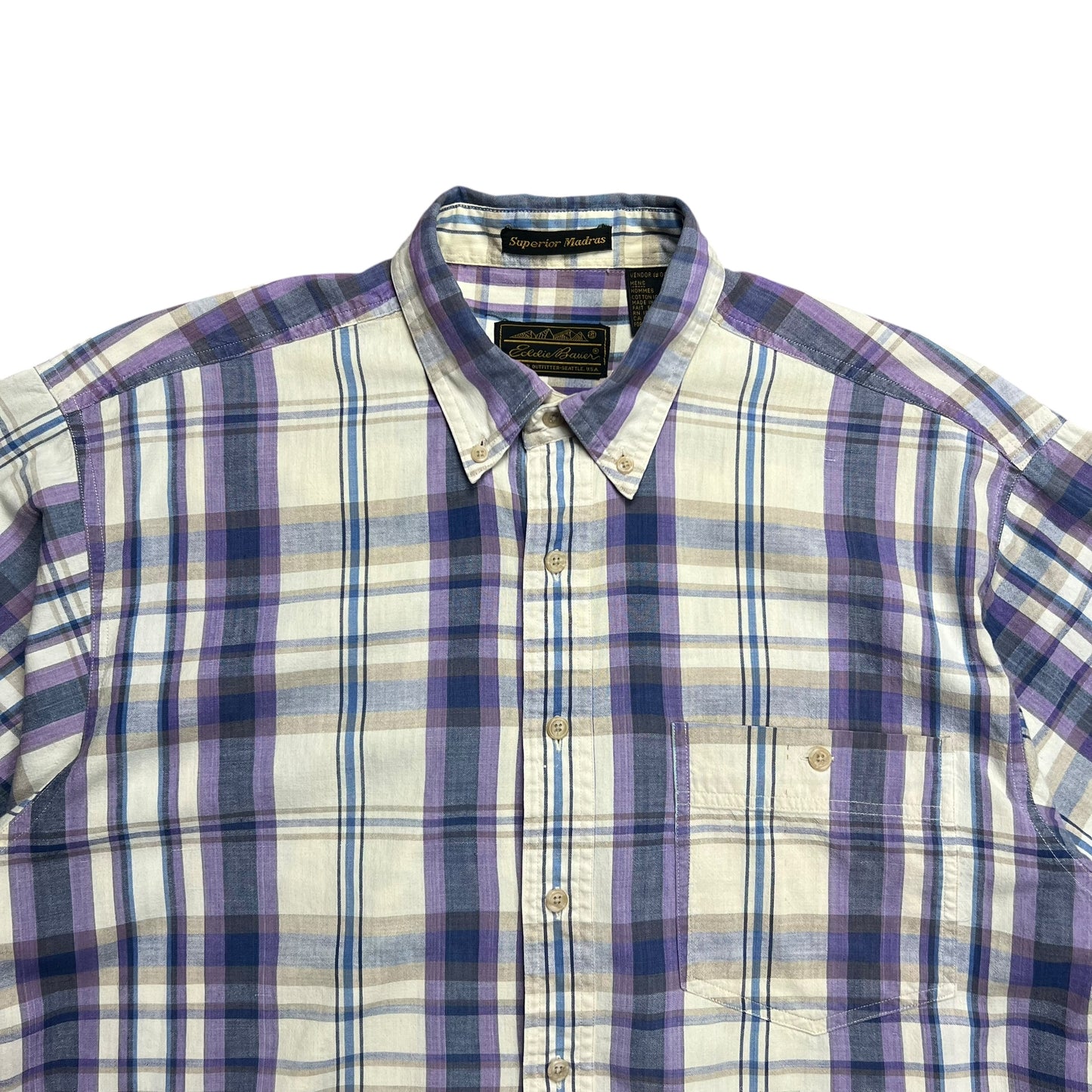 Eddie Bauer Purple Plaid Cropped Button-up Shirt - L