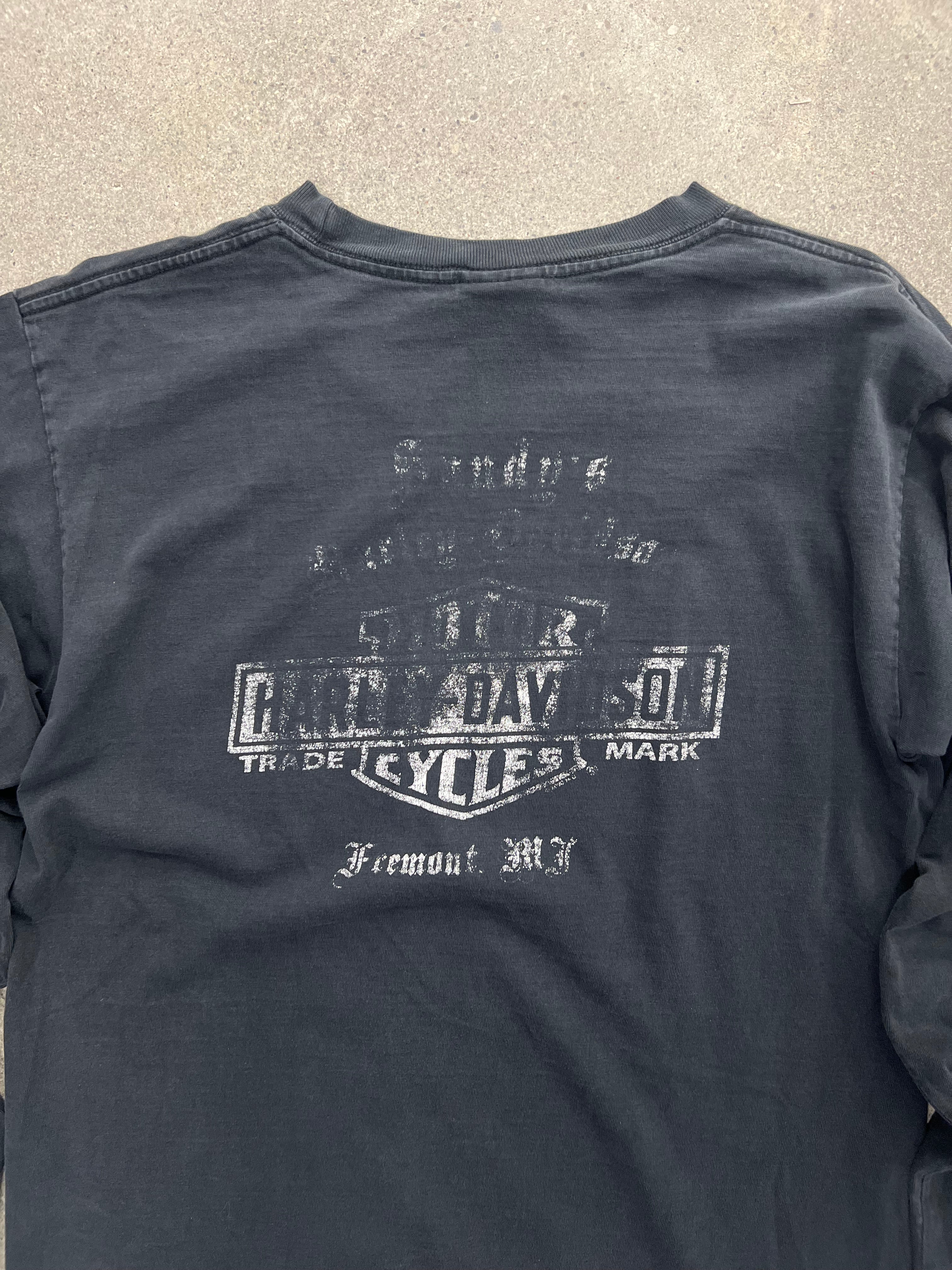 Faded 2007 Harley-Davidson Chrome Flames Long Sleeve Shirt - M