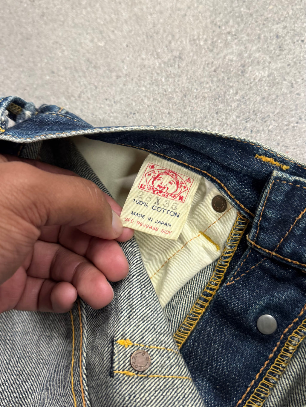 Faded & Distressed Evisu Japanese Selvedge Jeans - 27”