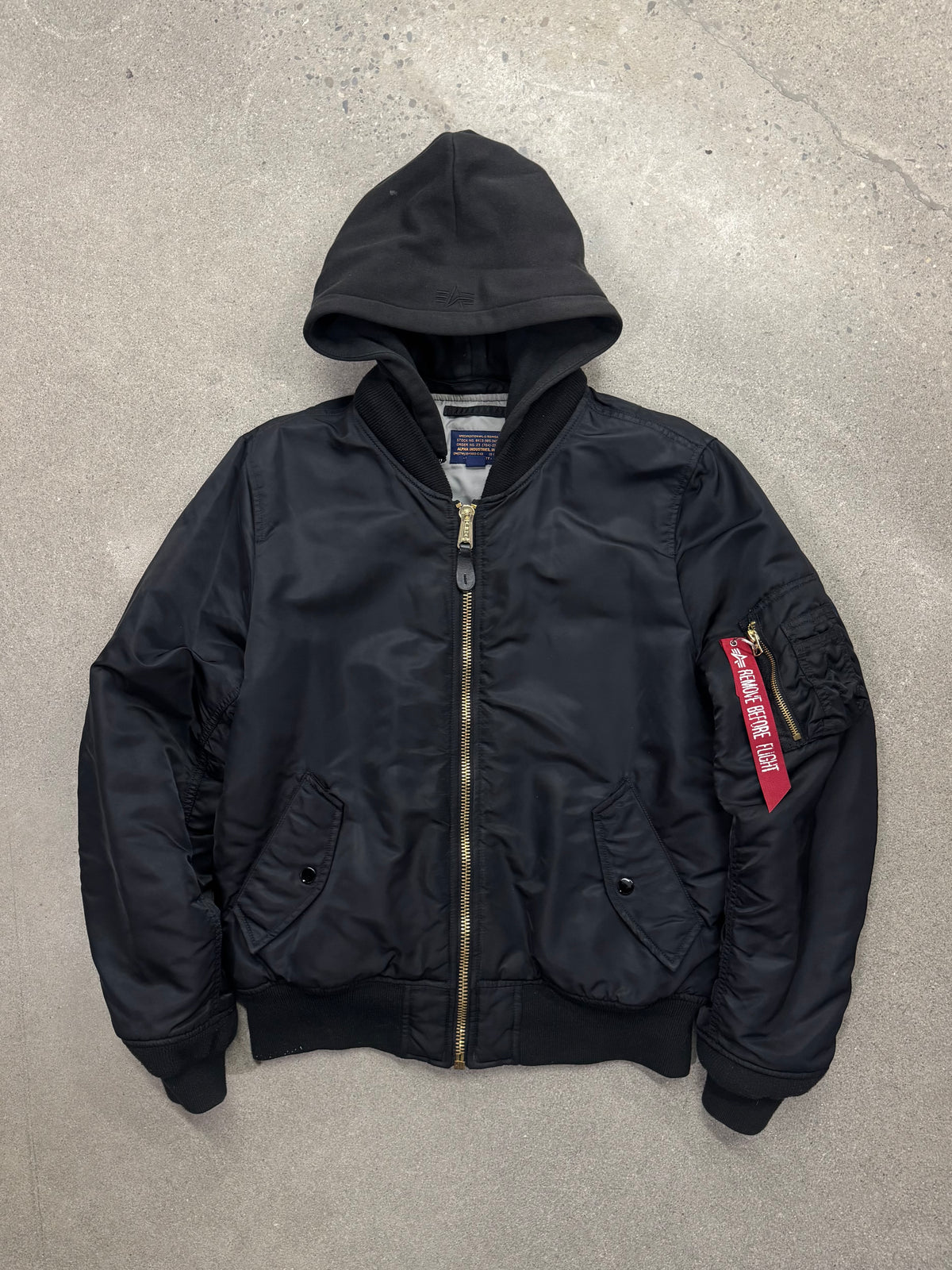Alpha Industries MA-1 D-Tec Hood Flight Bomber Jacket - M